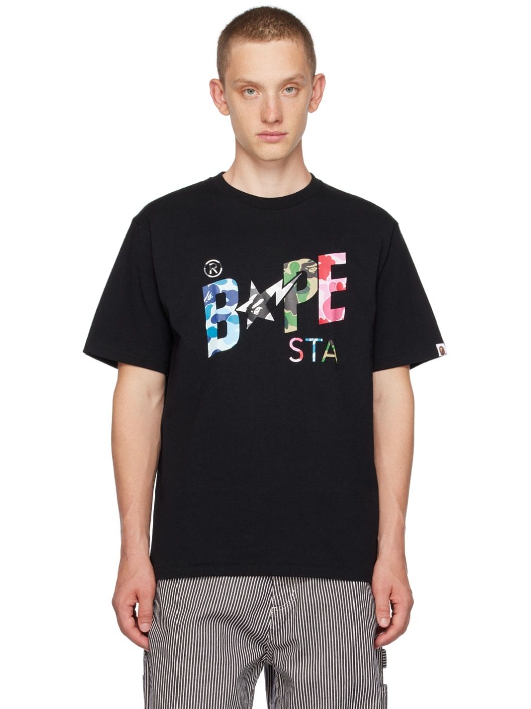 A BATHING APE® Black ABC Camo Crazy T-Shirt | REVERSIBLE