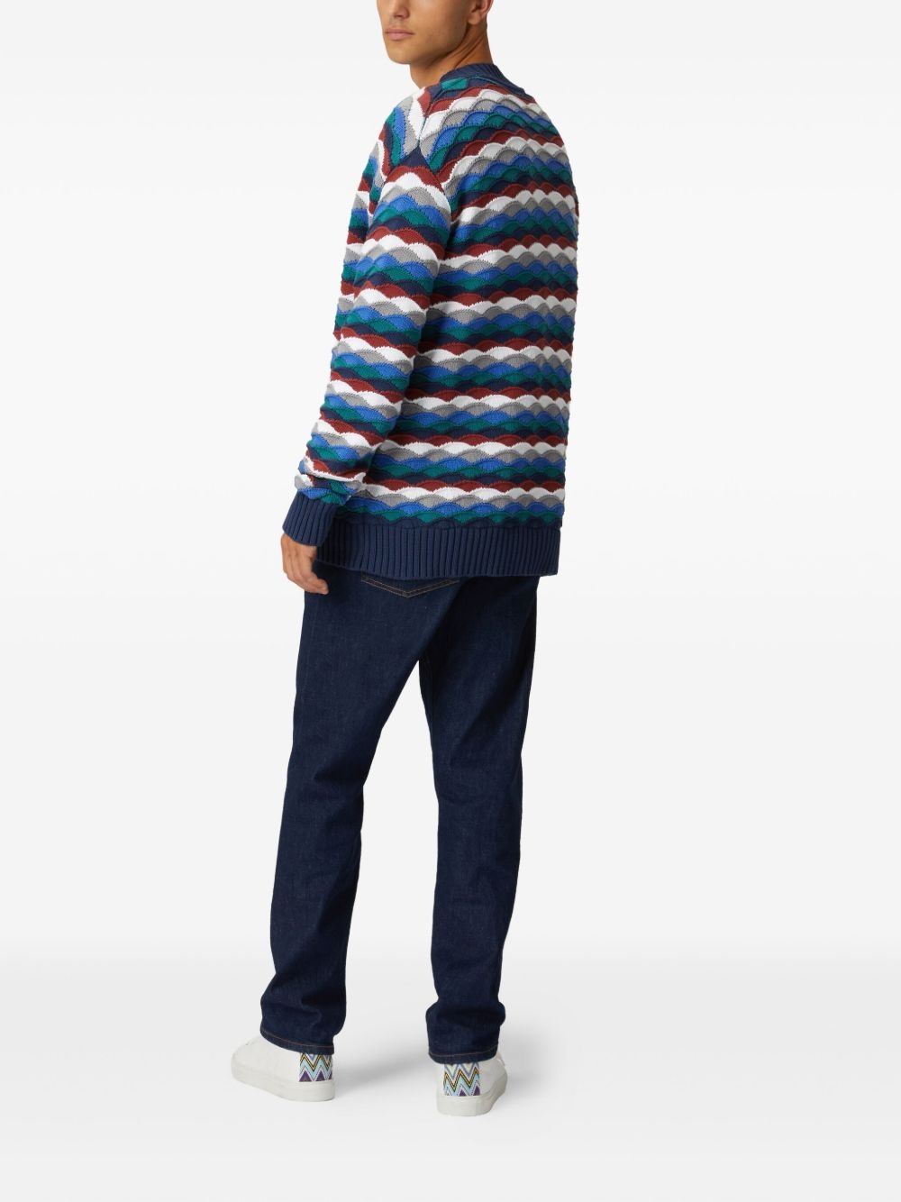 wave-patterned cardigan - 3