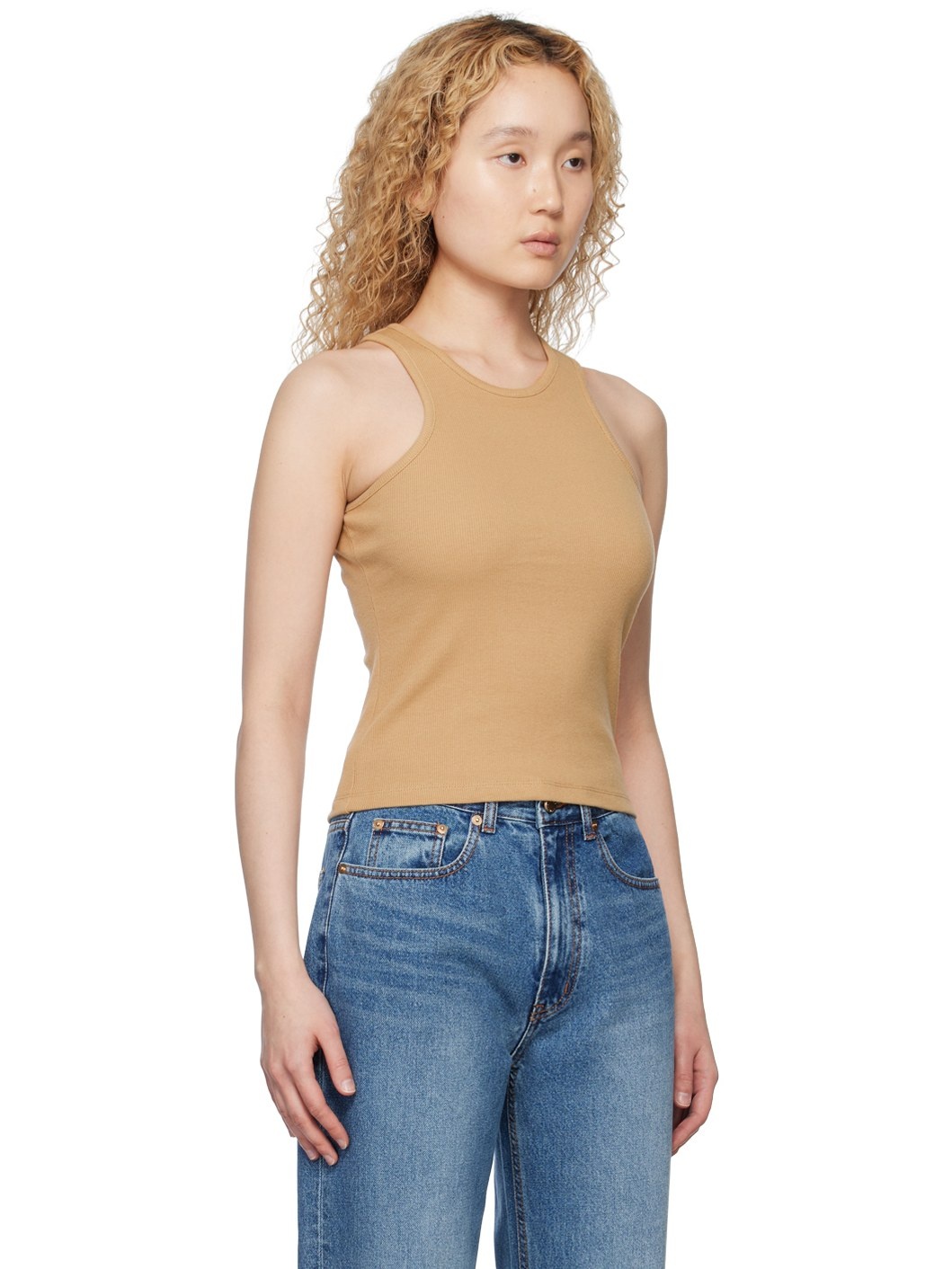 Beige Crewneck Tank Top - 2