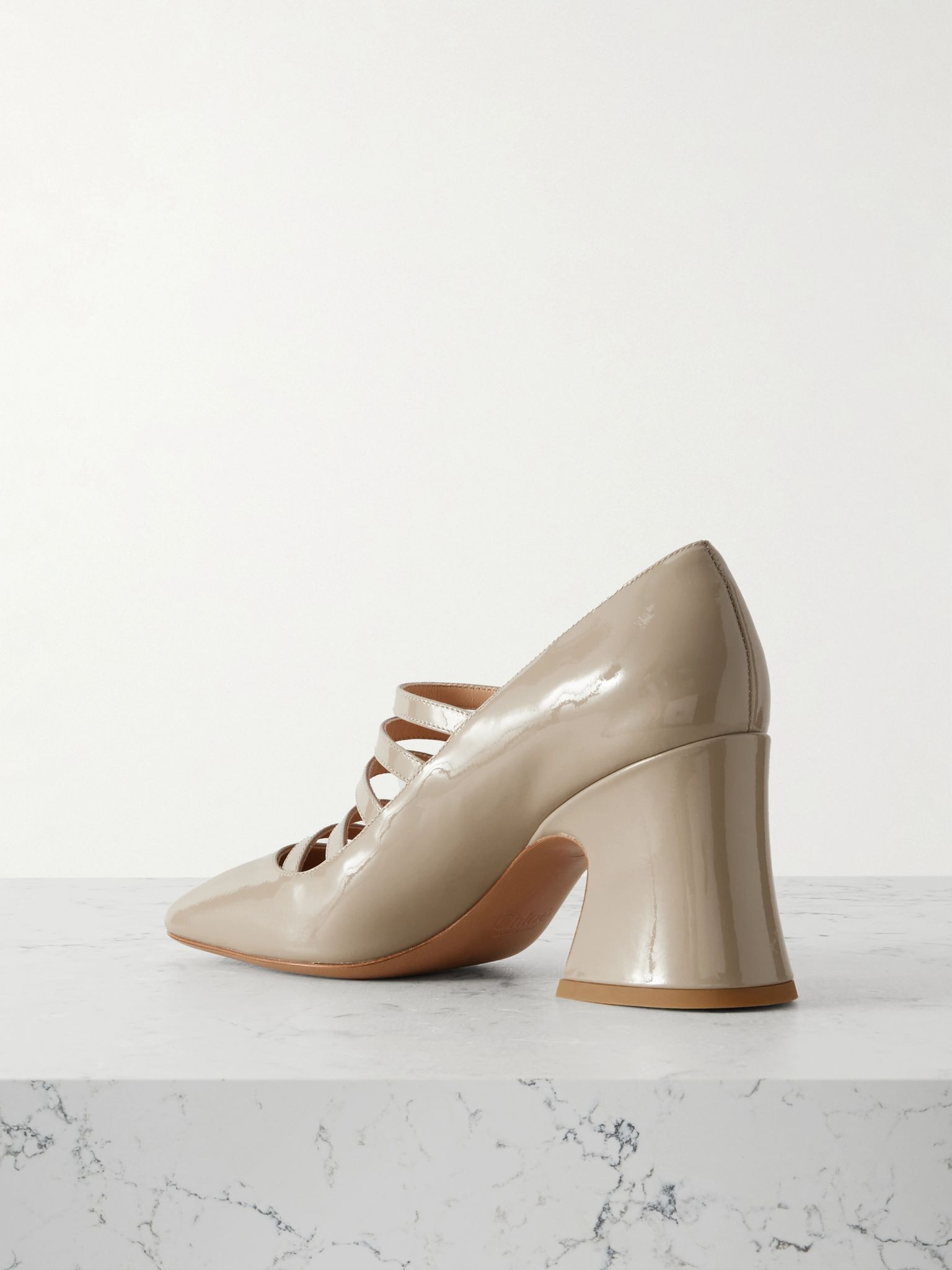 Janis buckled patent-leather Mary Jane pumps Neutral - 3