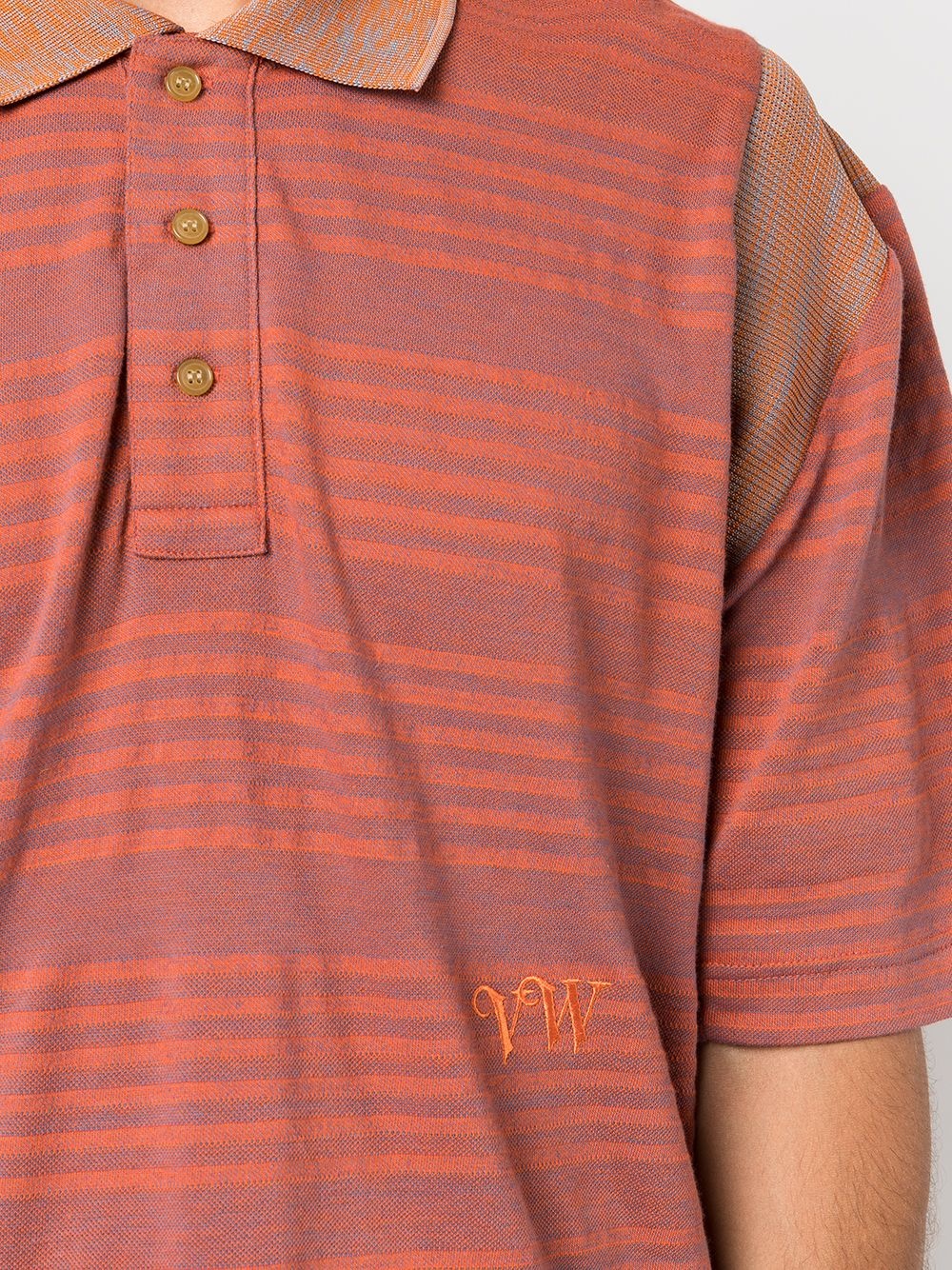 striped pattern polo top - 6