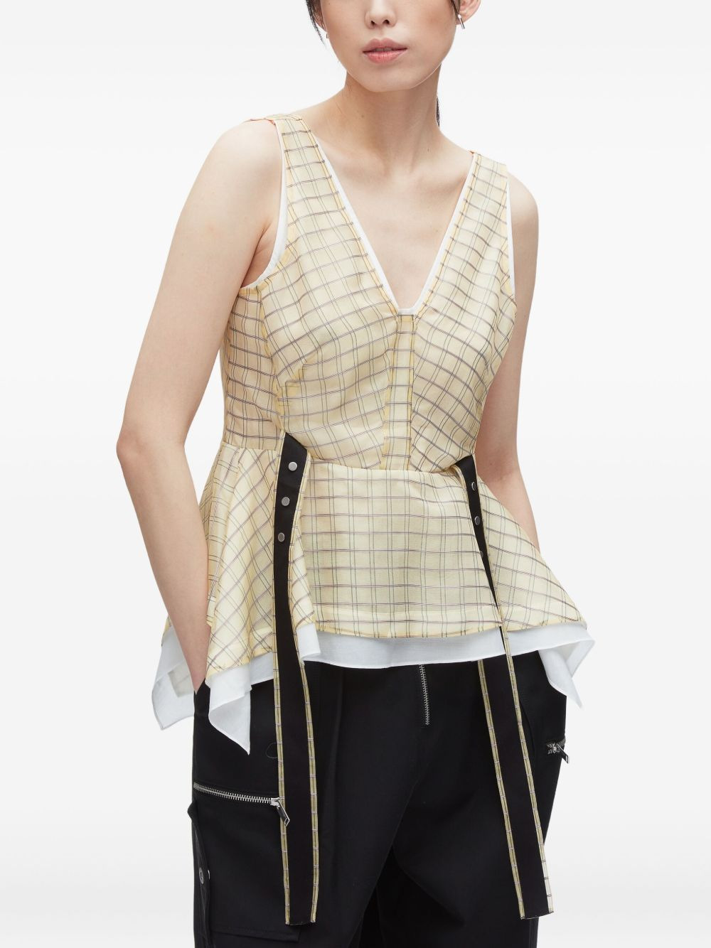 checked peplum top - 4