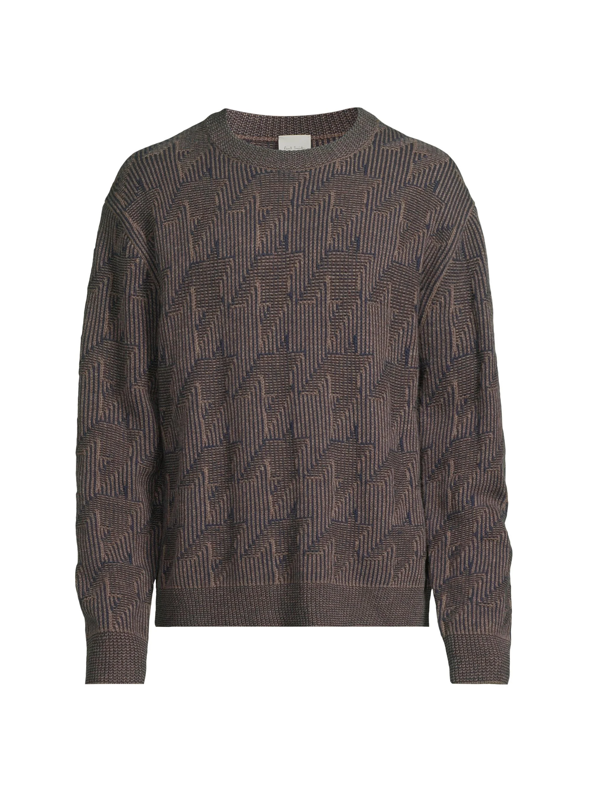 Men's Tribute to Photography Houndstooth Merino Wool Sweater - Medium Beige - 1