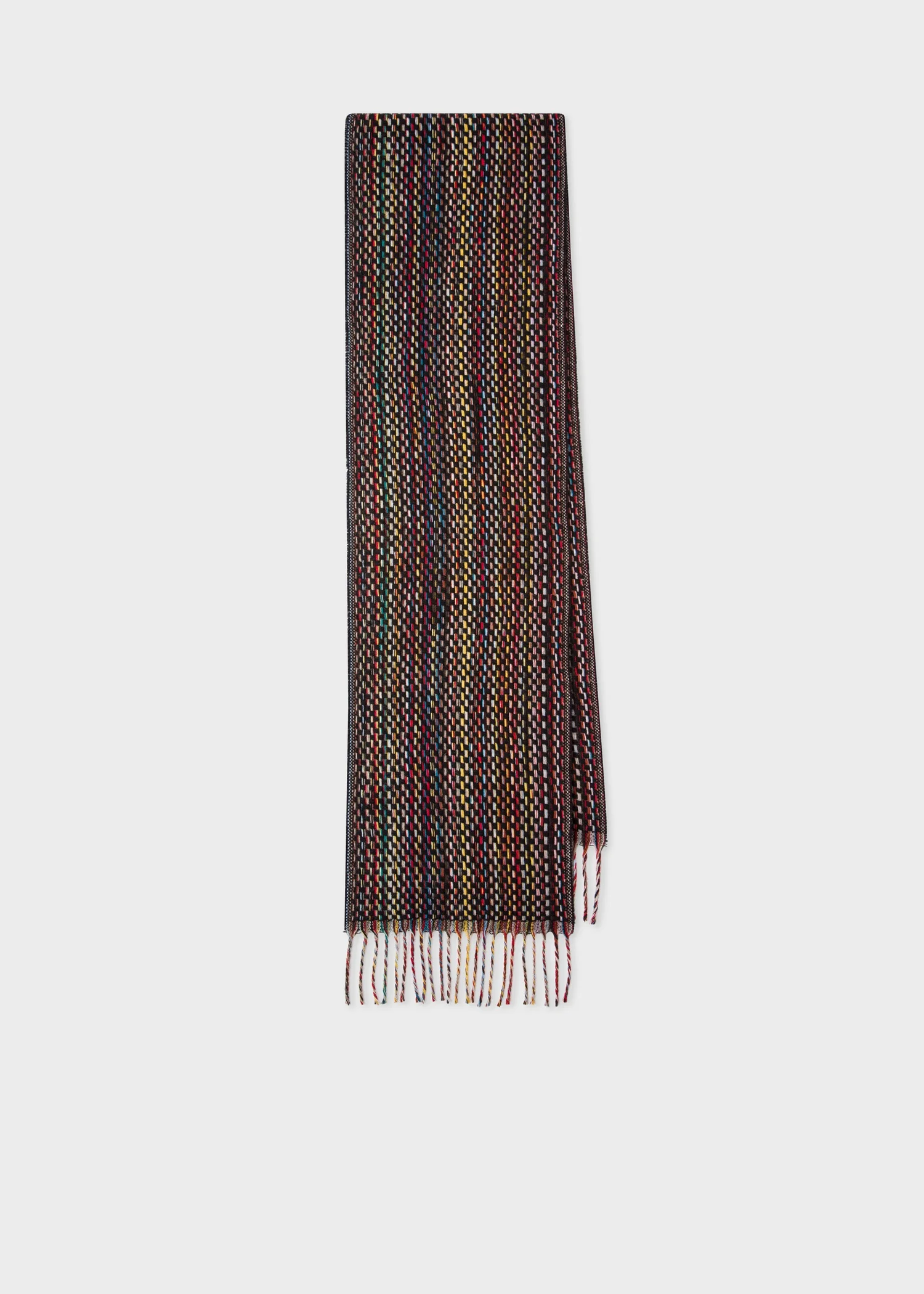 Basket Weave Signature Stripe Cashmere Scarf - 1
