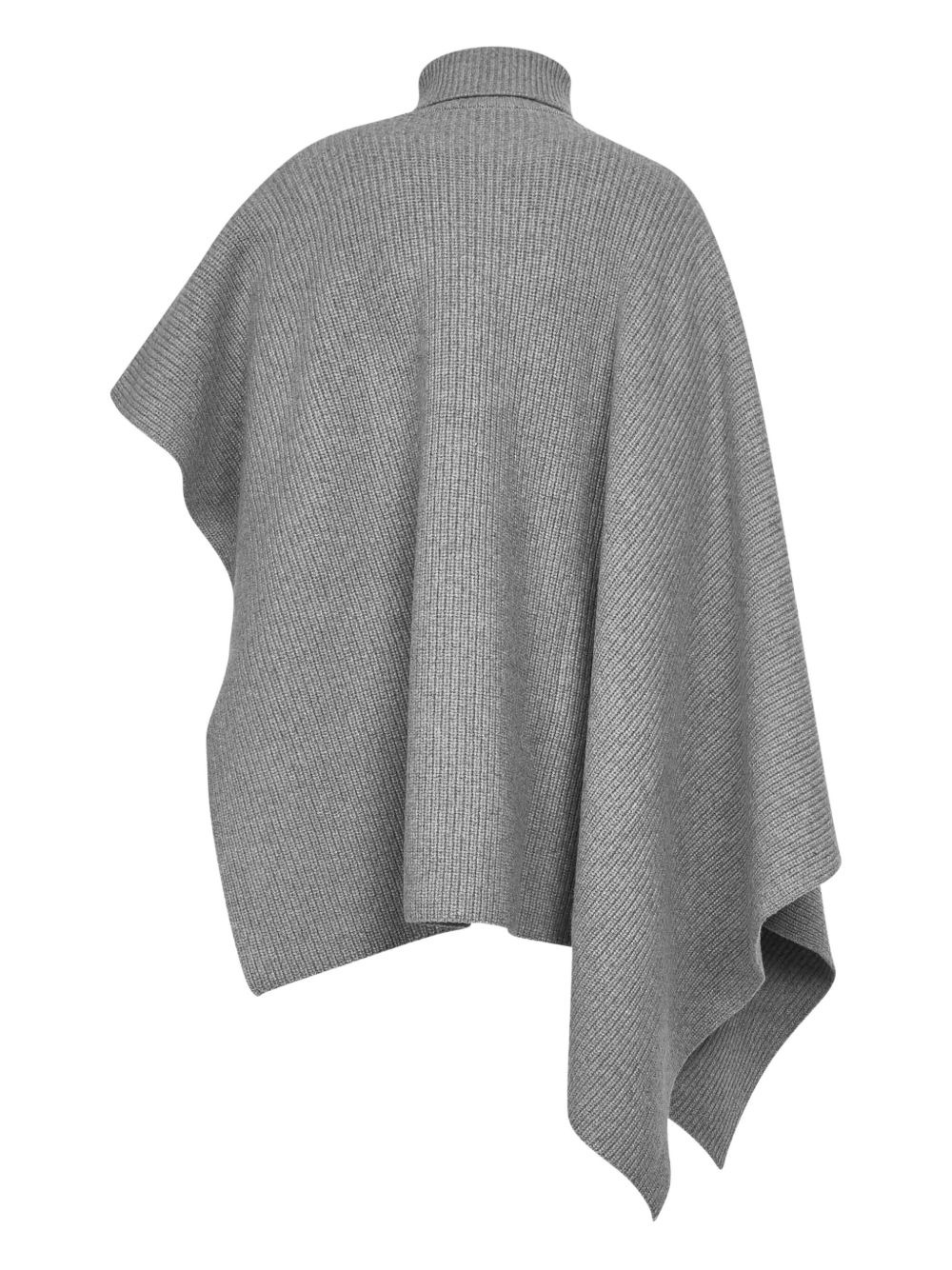 ribbed turtleneck asymmetric poncho - 2