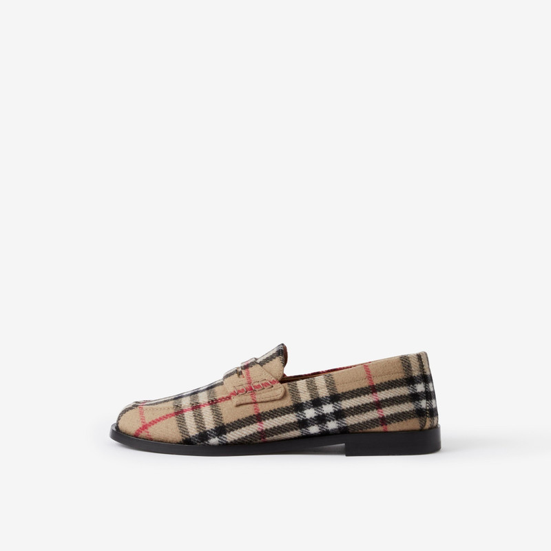 Check Wool Felt Loafers 5