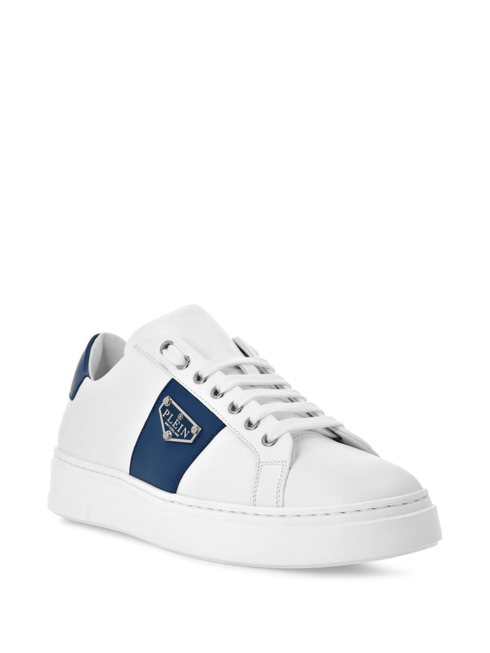 logo-plaque leather sneakers - 2