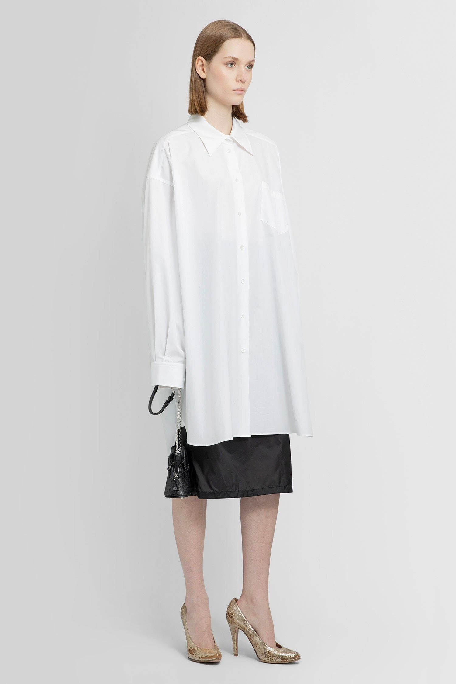 ワンピース MAISON MARGIELA WHITE COTTON SHIRTDRESS MM6 Maison Margiela Cotton Poplin Shirt Dress in White | WE