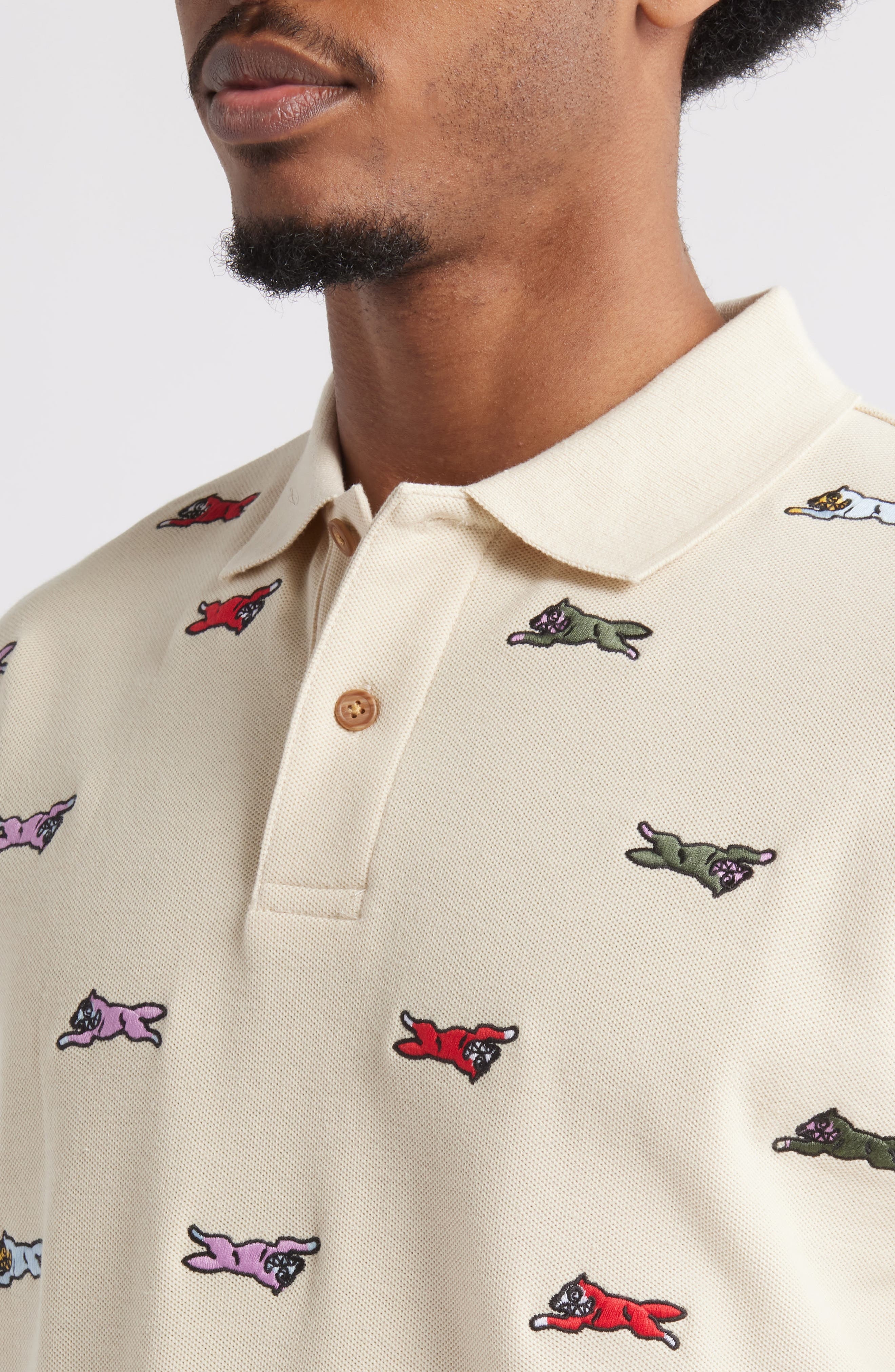 ICECREAM Universe Embroidered Polo in Fog at Nordstrom - 4