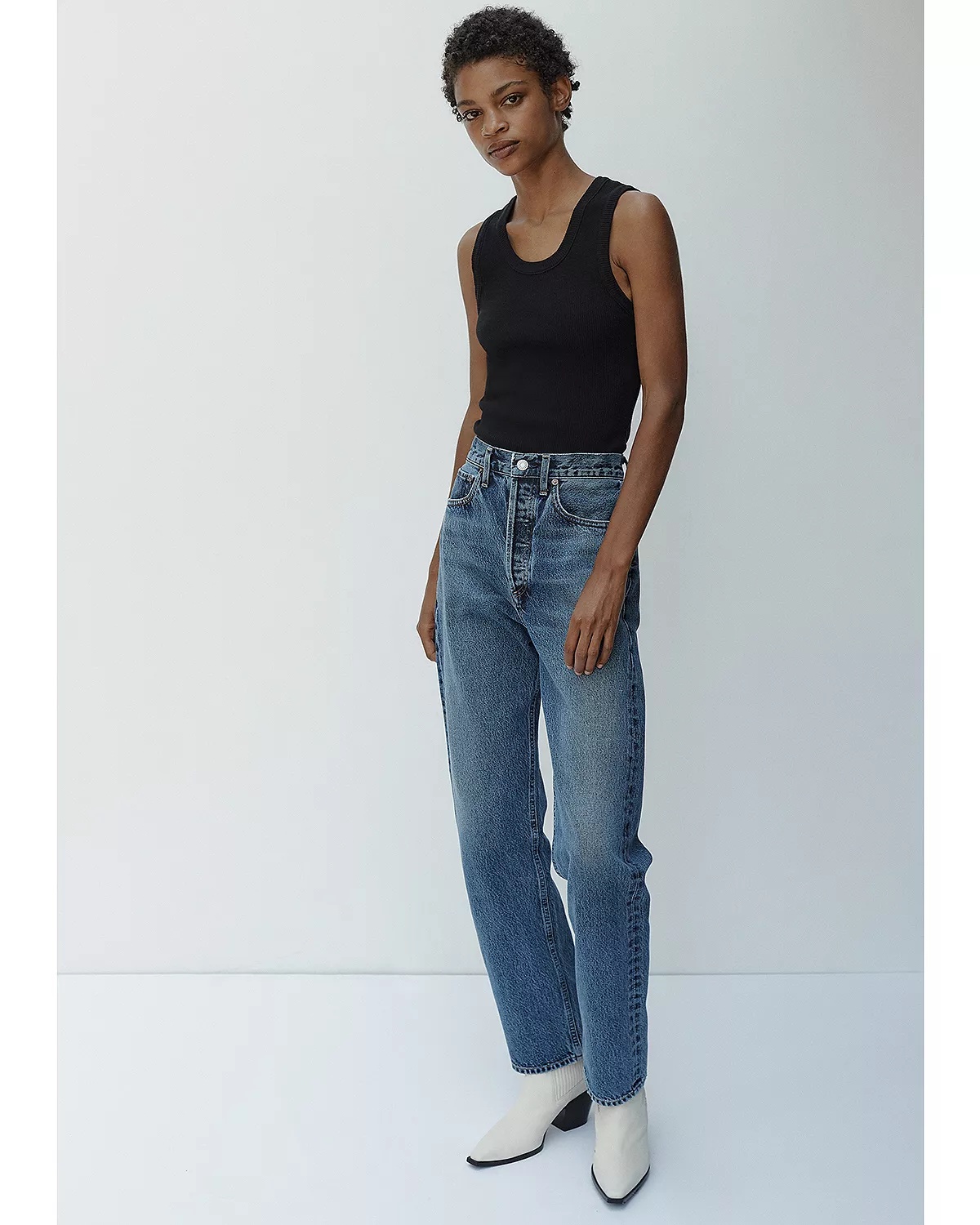 90's Pinch Waist High Rise Straight Leg Jeans in Navigate - 3