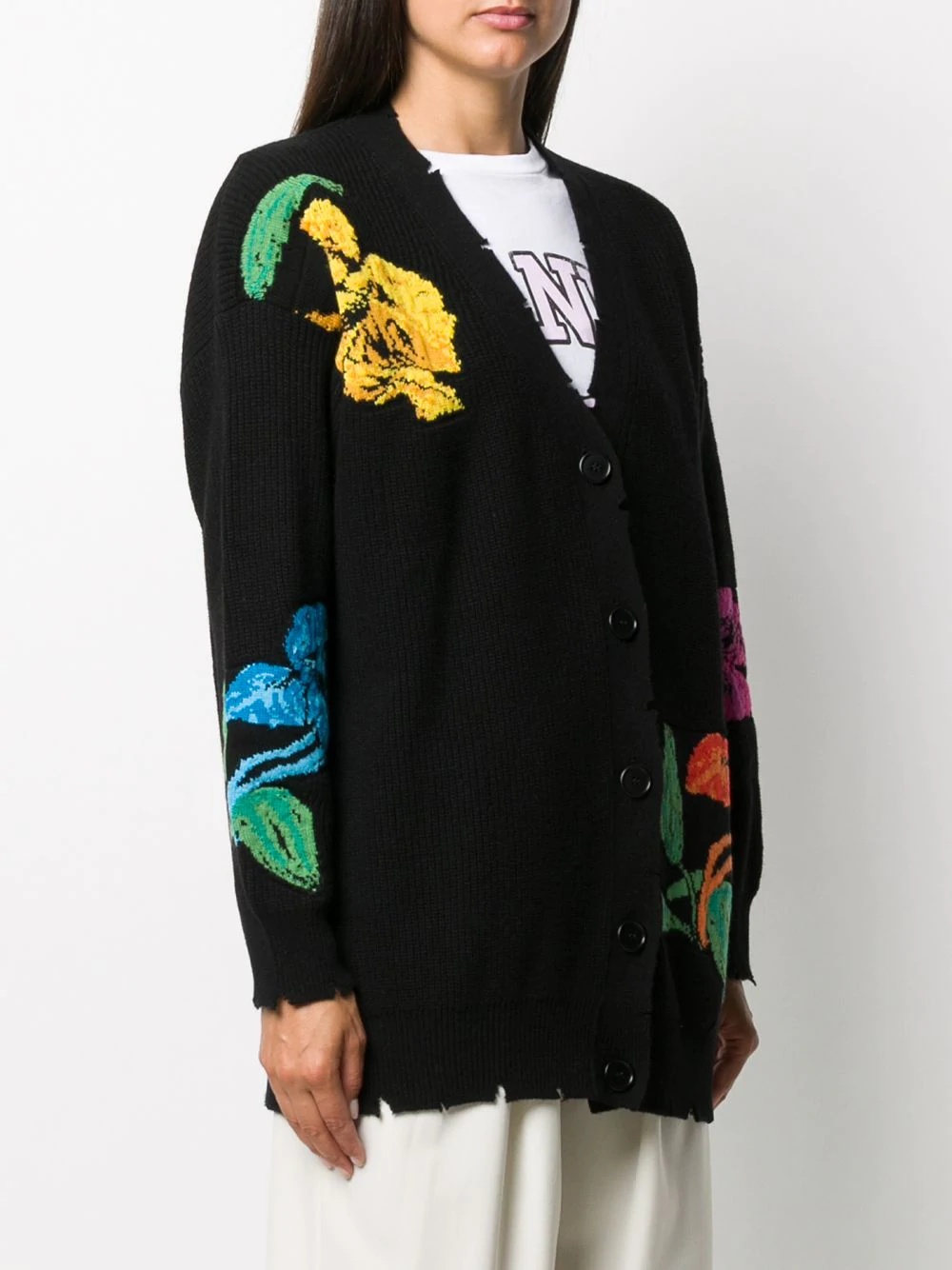 intarsia-knit floral cardigan - 3