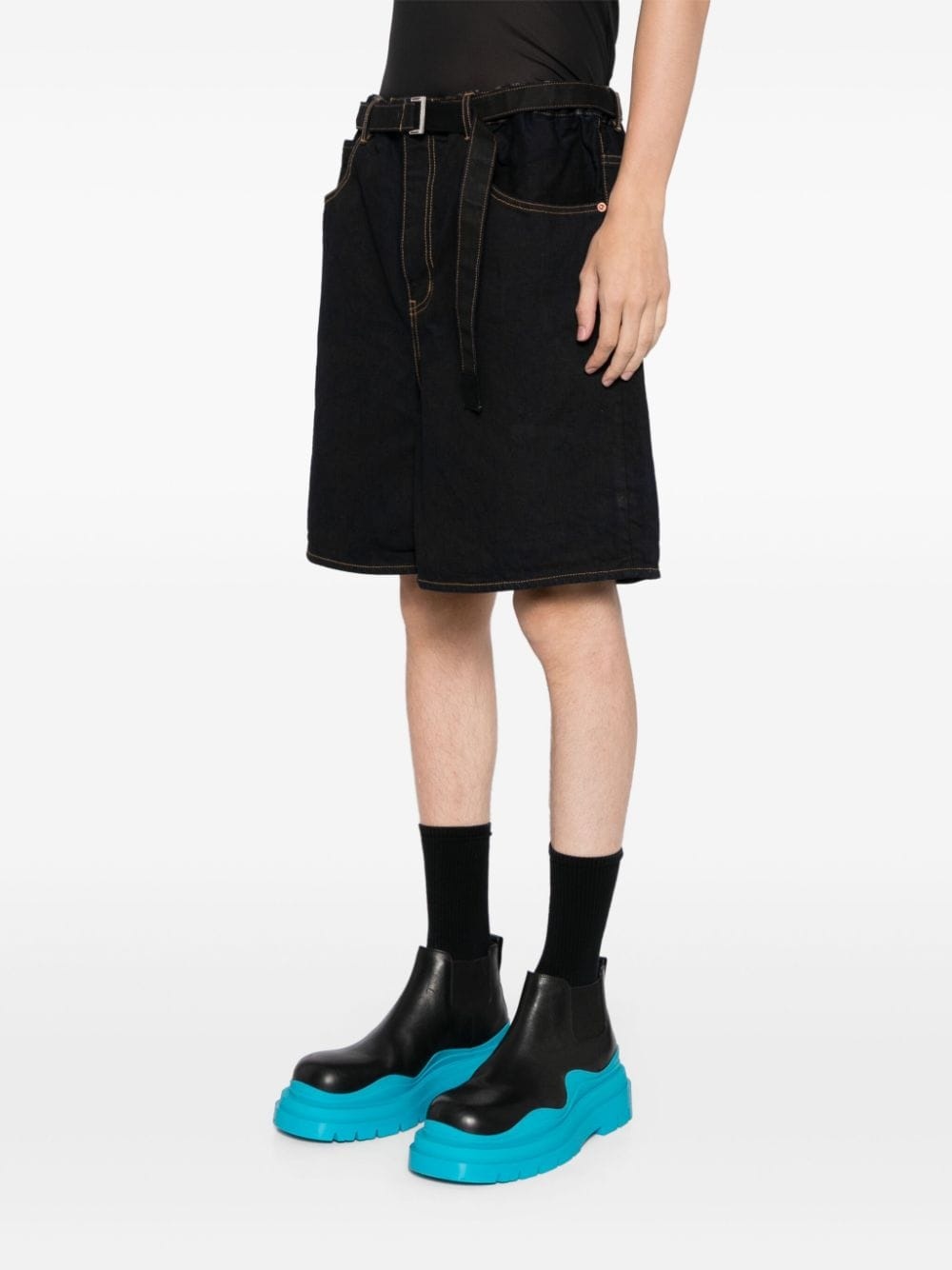belted thigh-length shorts - 3