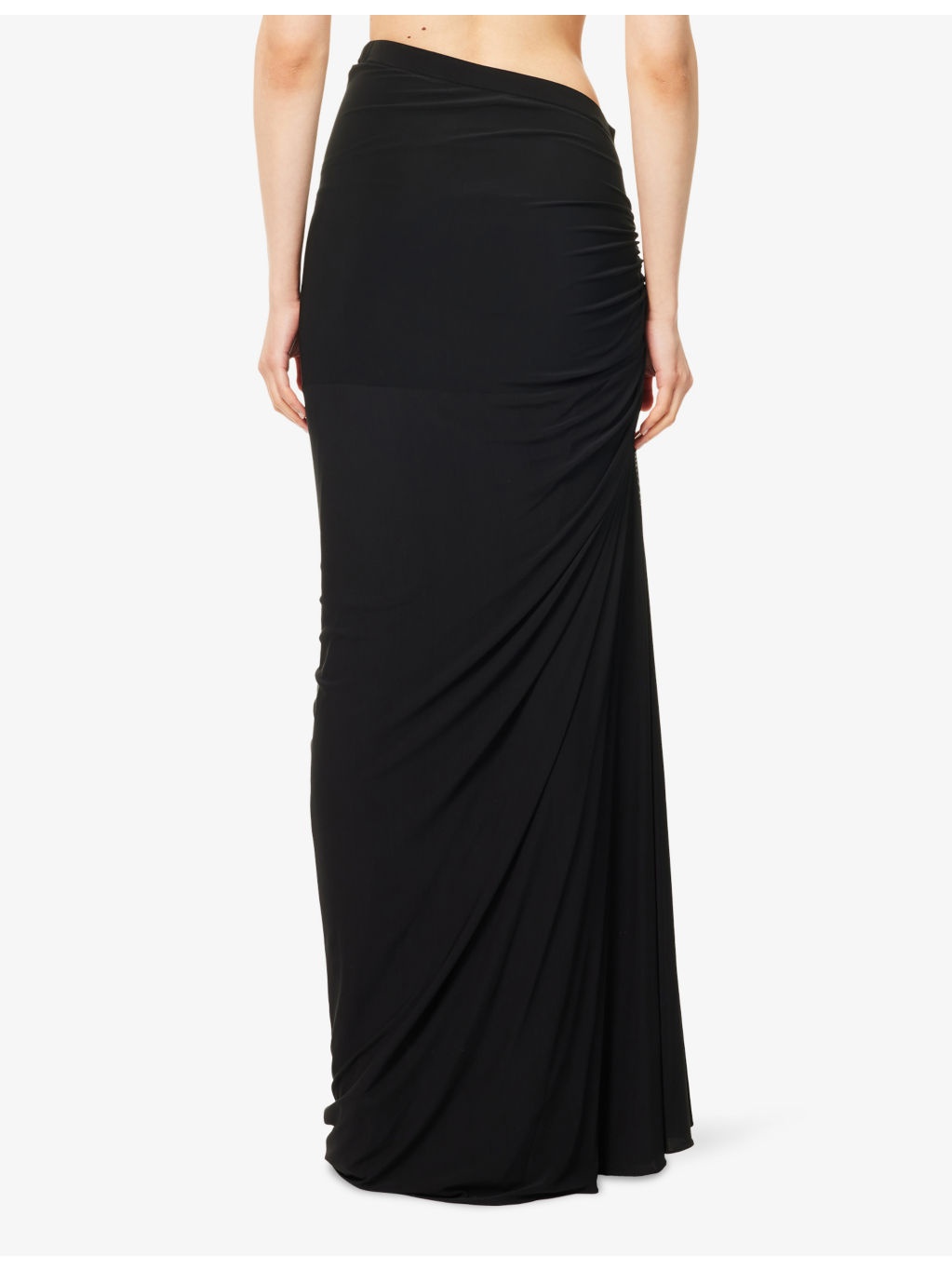 Ruched High-Waist Stretch-Woven Maxi Skirt - 4