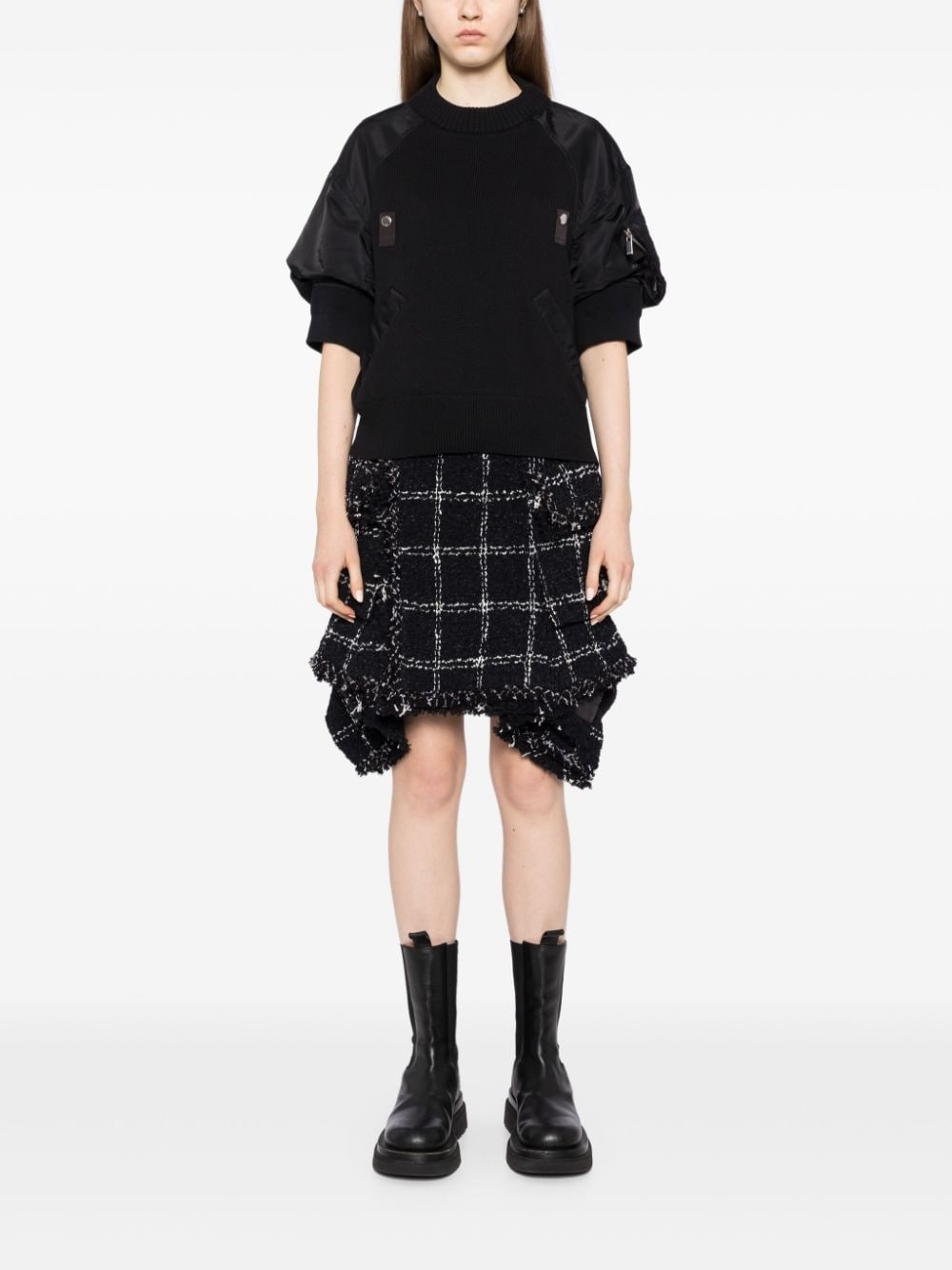 asymmetric tweed skirt - 2