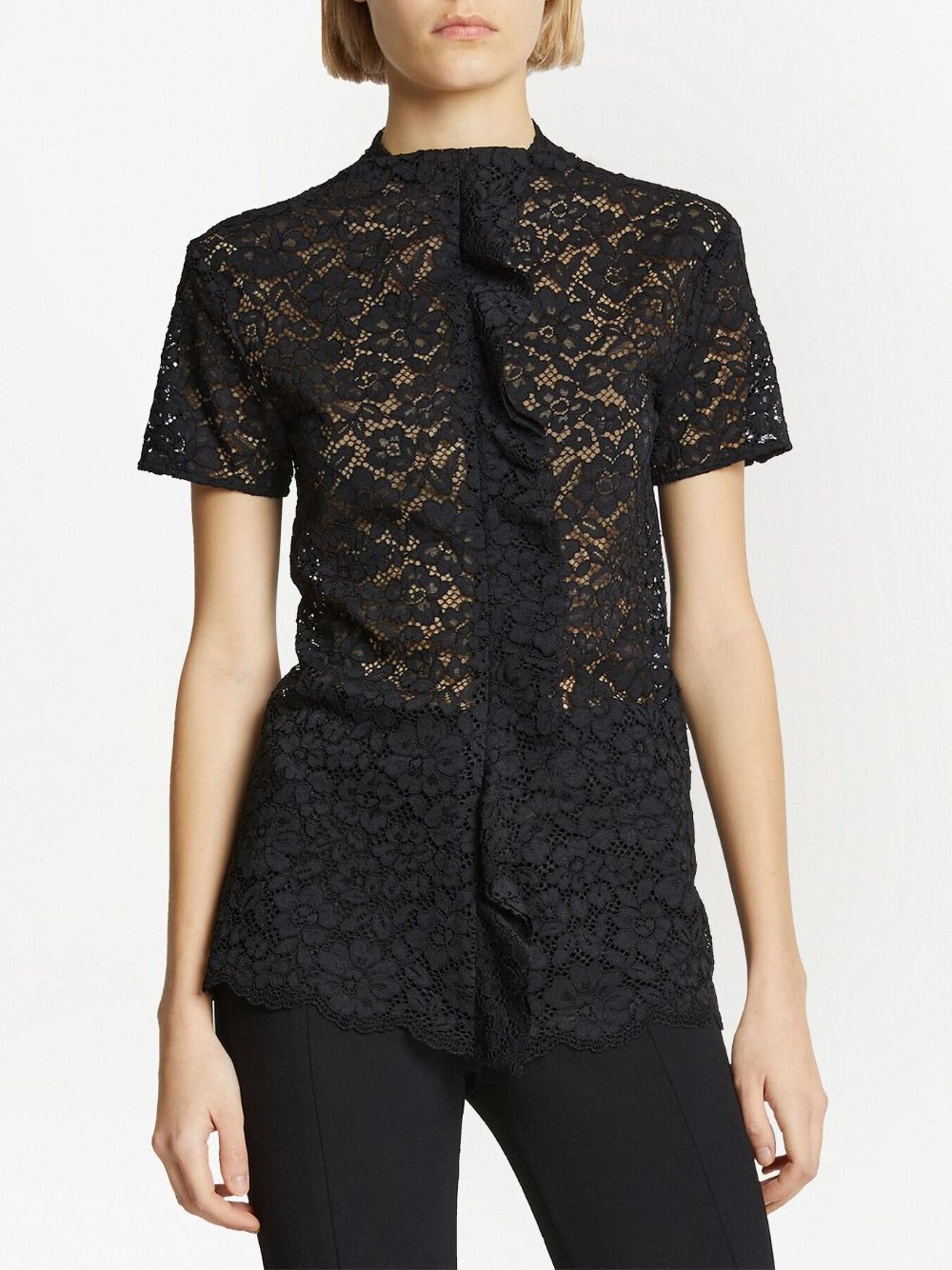 floral-lace short-sleeved top - 5