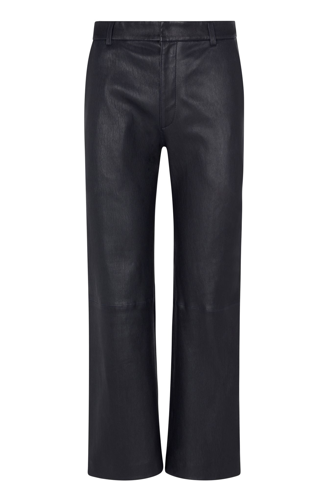NAVY LEATHER CROPPED TROUSERS - 5