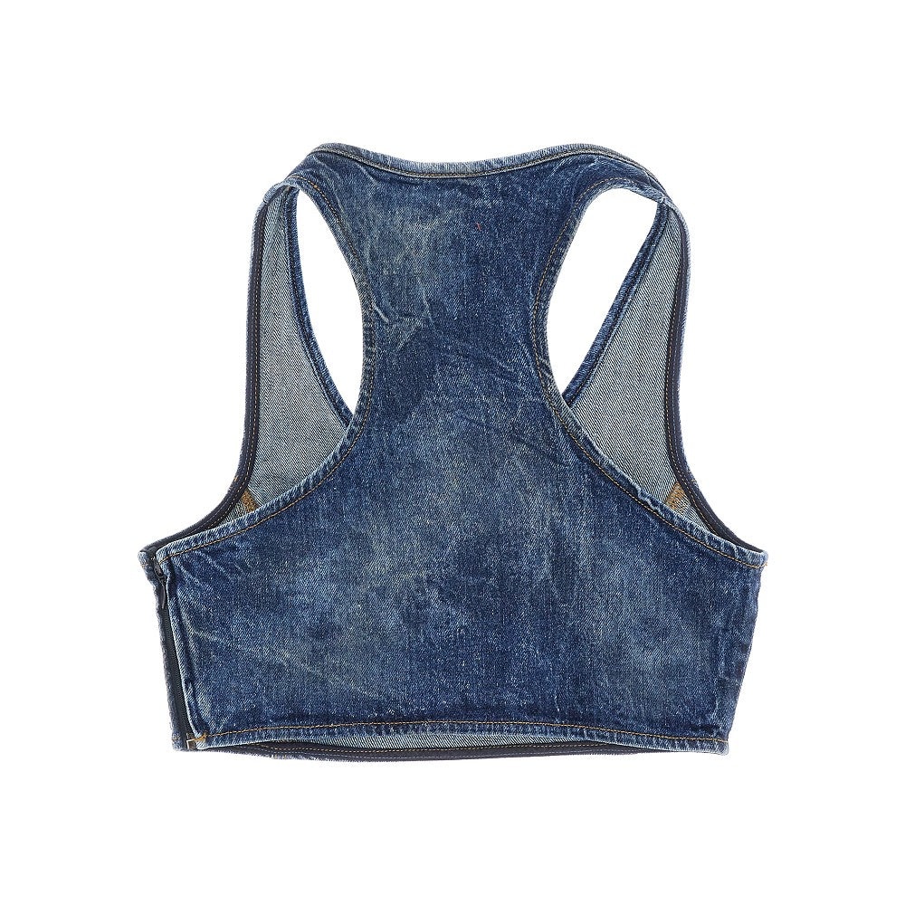 CROPPED DENIM TOP WITH OVAL D LOGO - 3