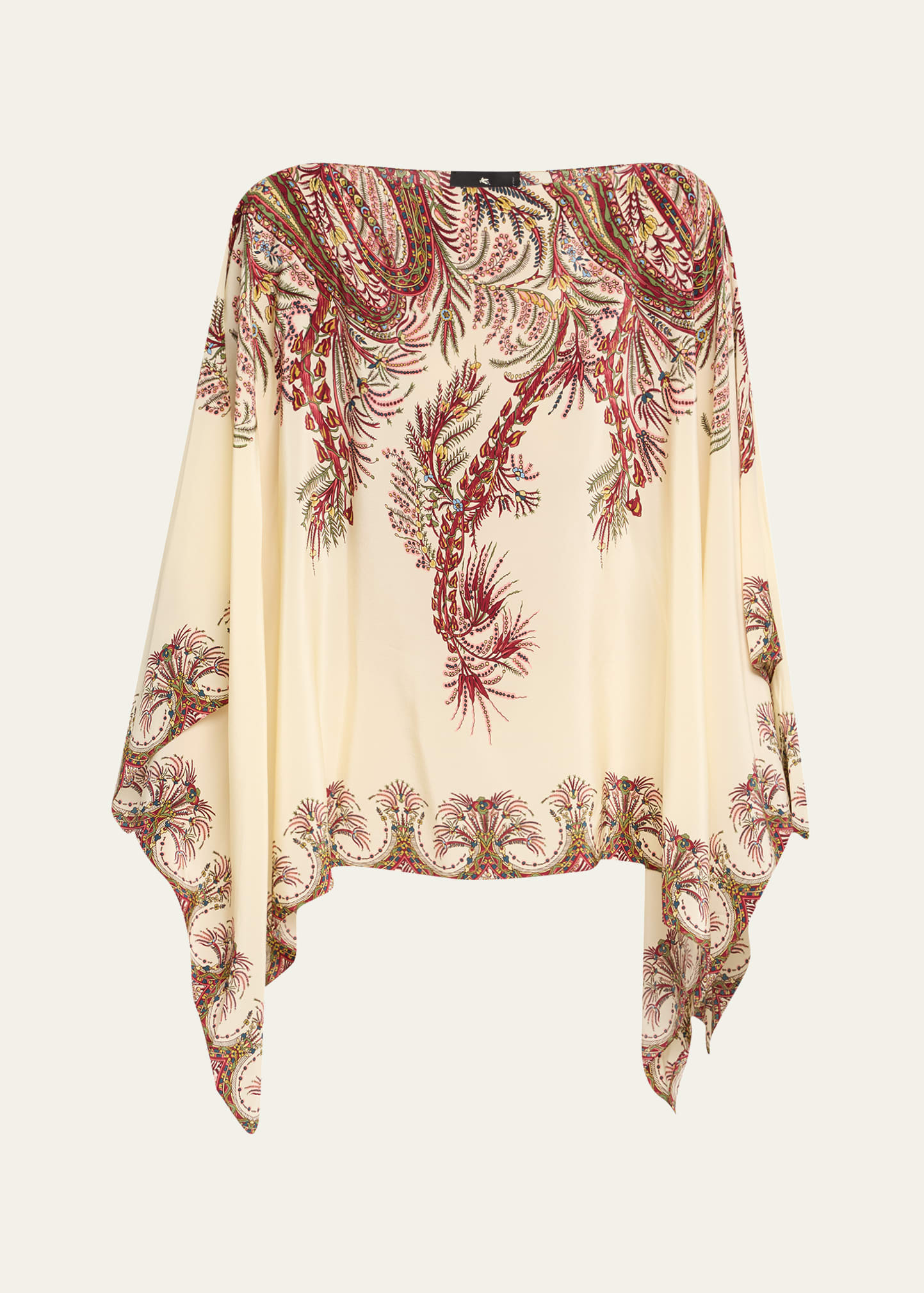 Printed Silk Poncho - 1