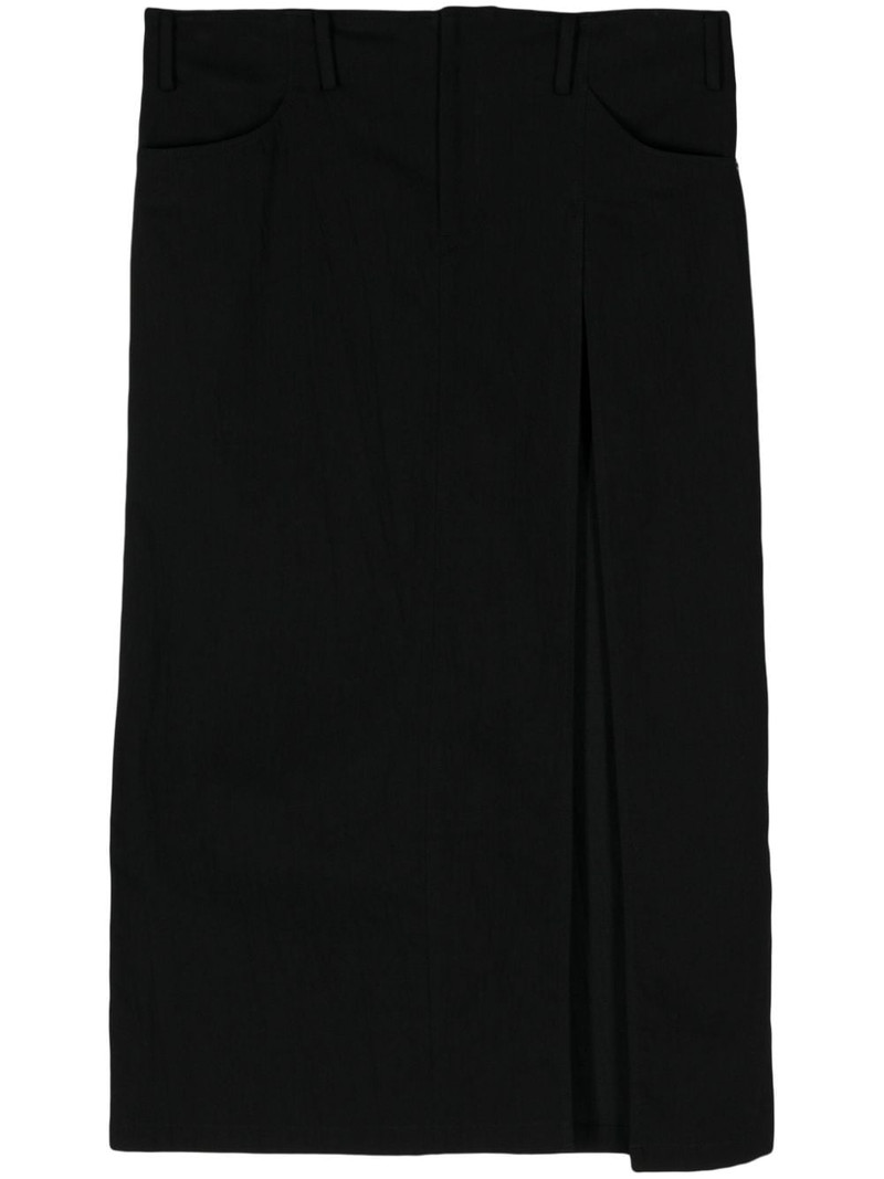 side-slit denim maxi skirt 1
