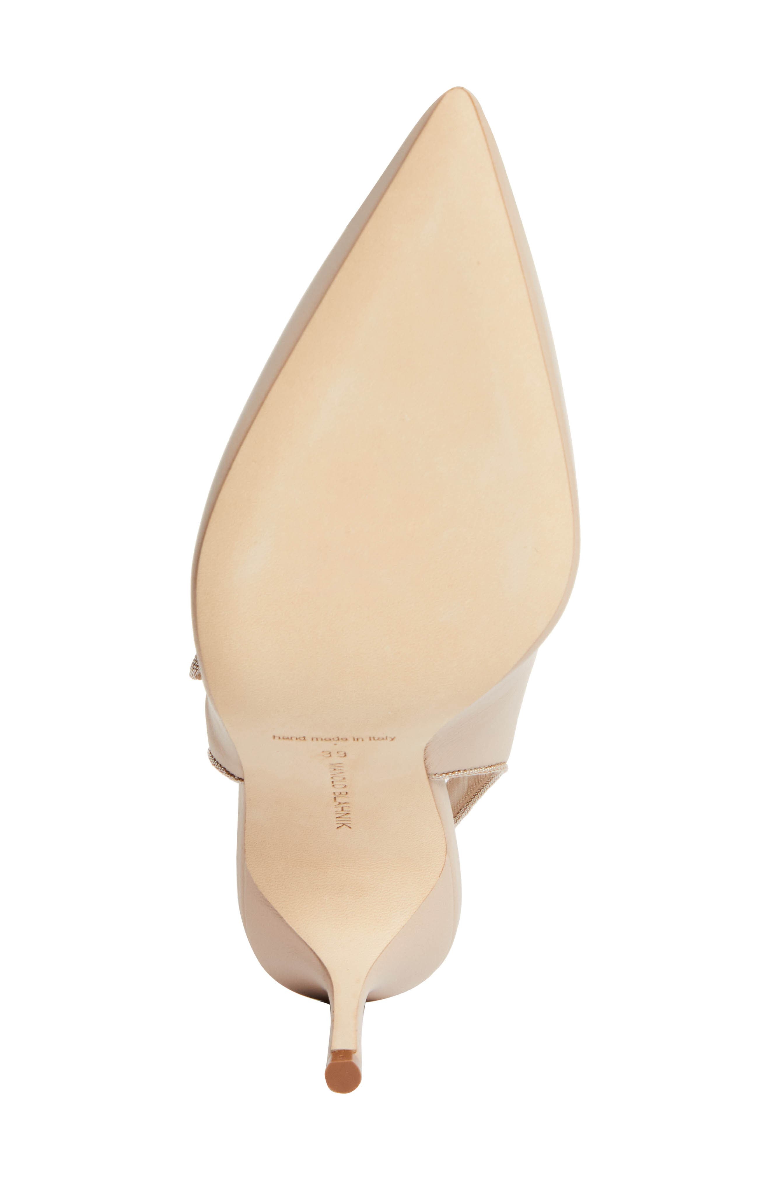 Manolo Blahnik Camparisli Pointed Toe Mary Jane Slingback Pump in Beige at Nordstrom - 6