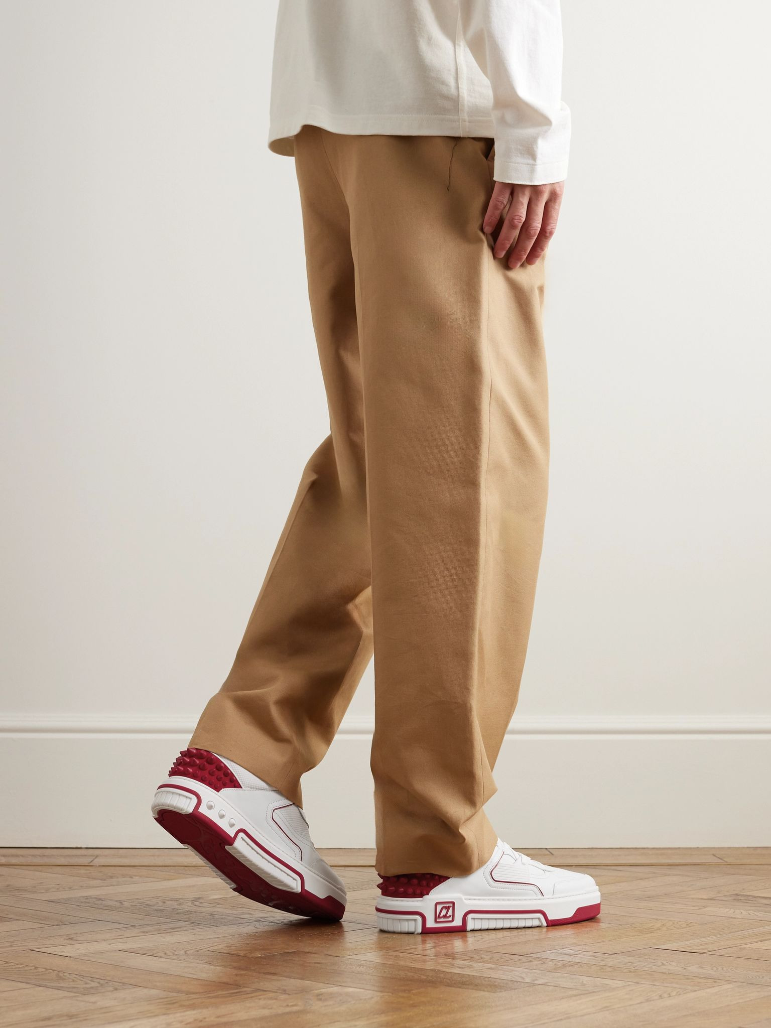 Astroloubi Spiked Leather and Mesh Sneakers White - 2