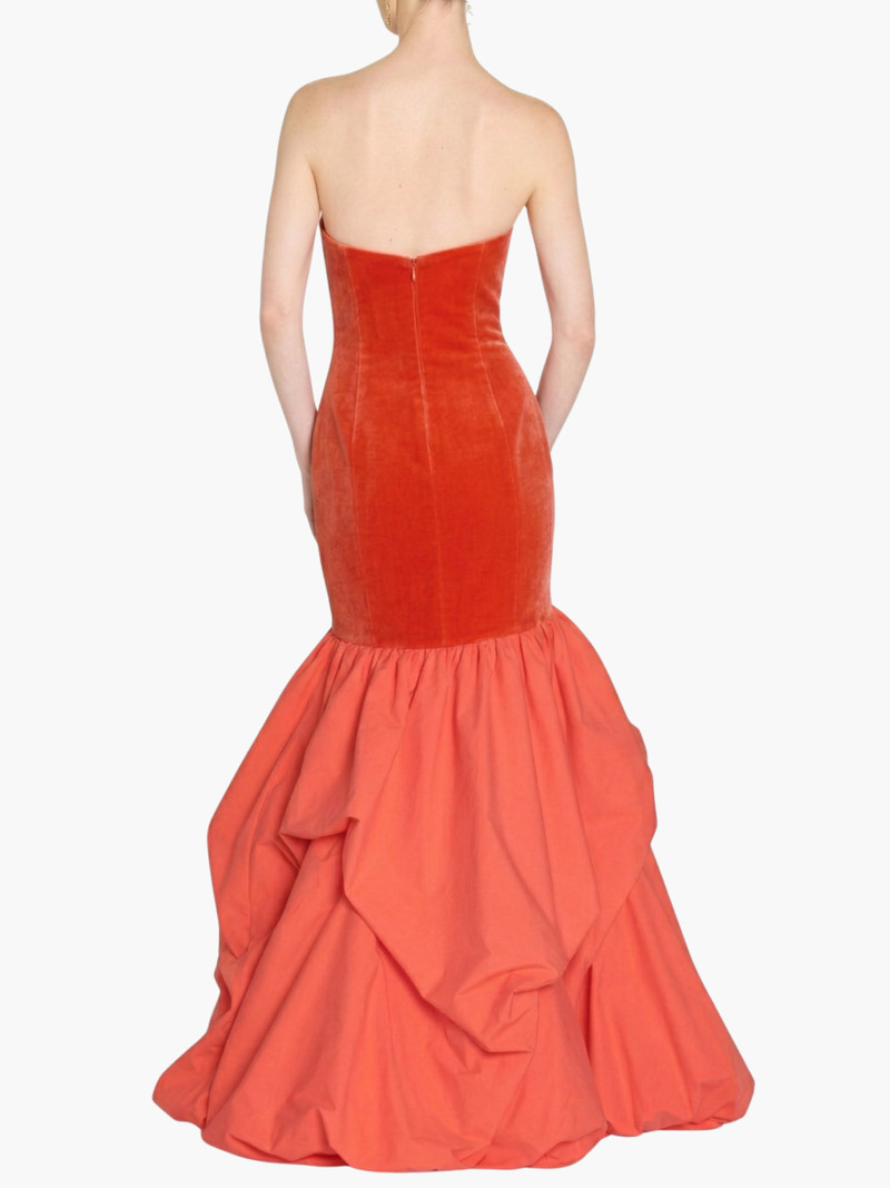 Marchesa STRAPLESS DROP WAIST MERMAID TAFFETA POUF GOWN outlook
