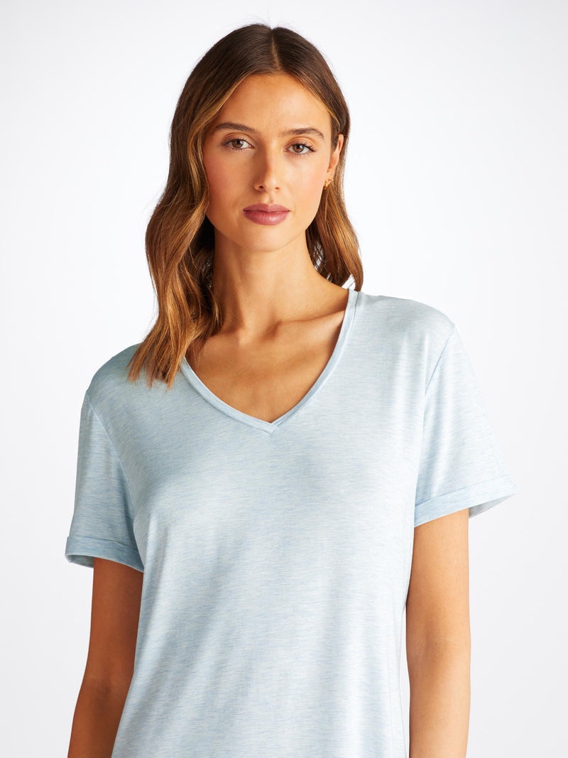 Women's V-Neck Sleep T-Shirt Ethan Micro Modal Stretch Blue - 6