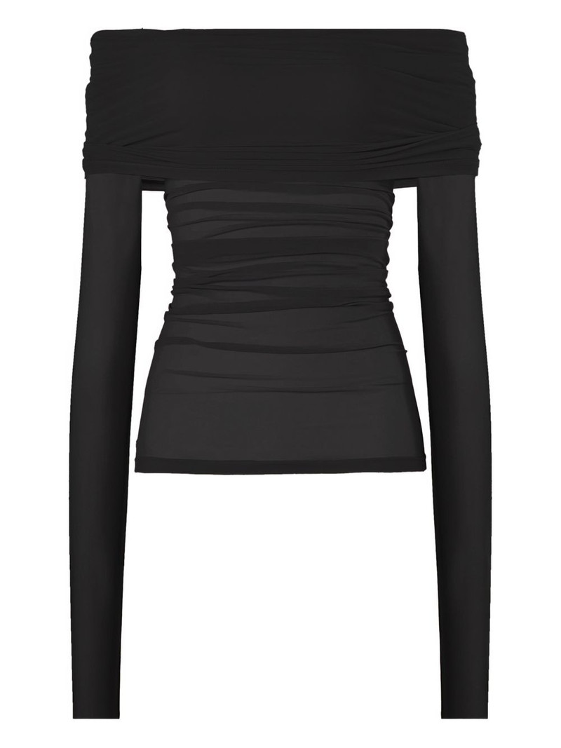 sheer drape long-sleeved top 1