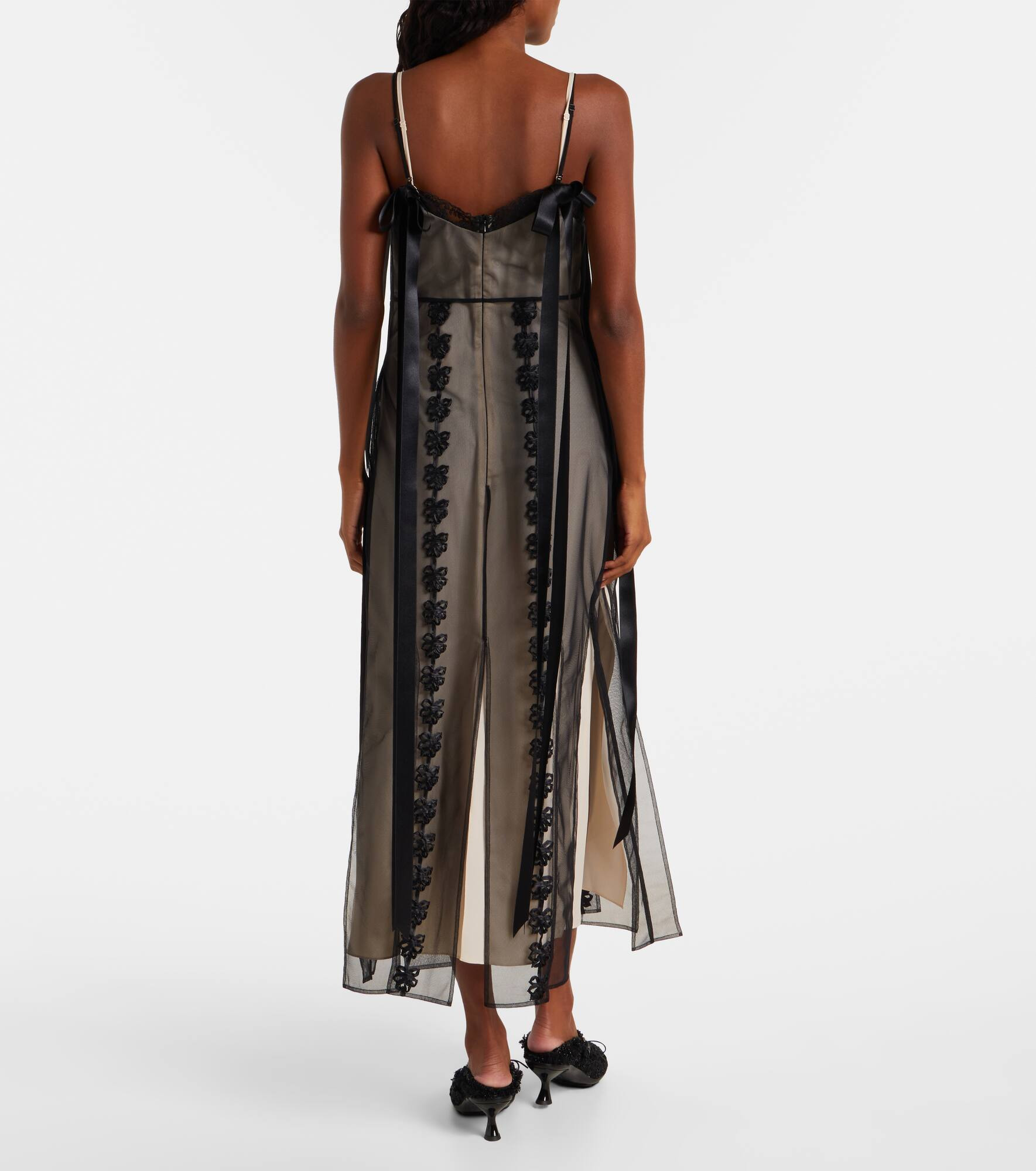 Lace-trimmed sheer midi dress - 3