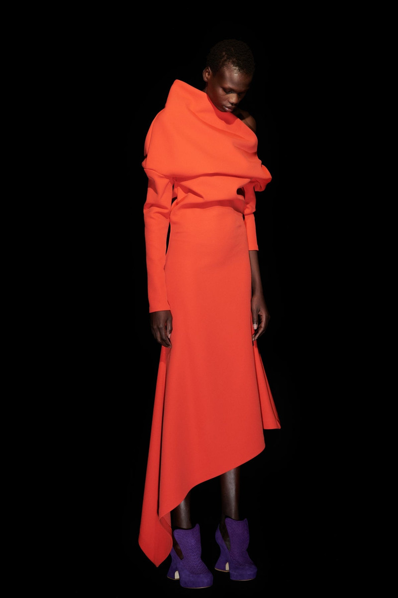 OFF SHOULDER ASYMMETRIC DRESS RED 8