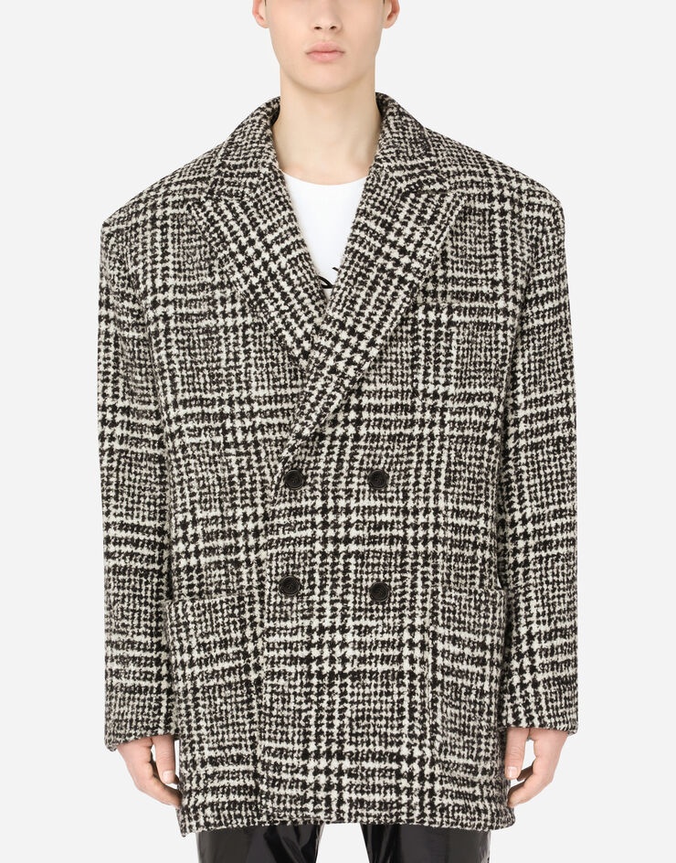 Double-breasted checked wool jacket - 1