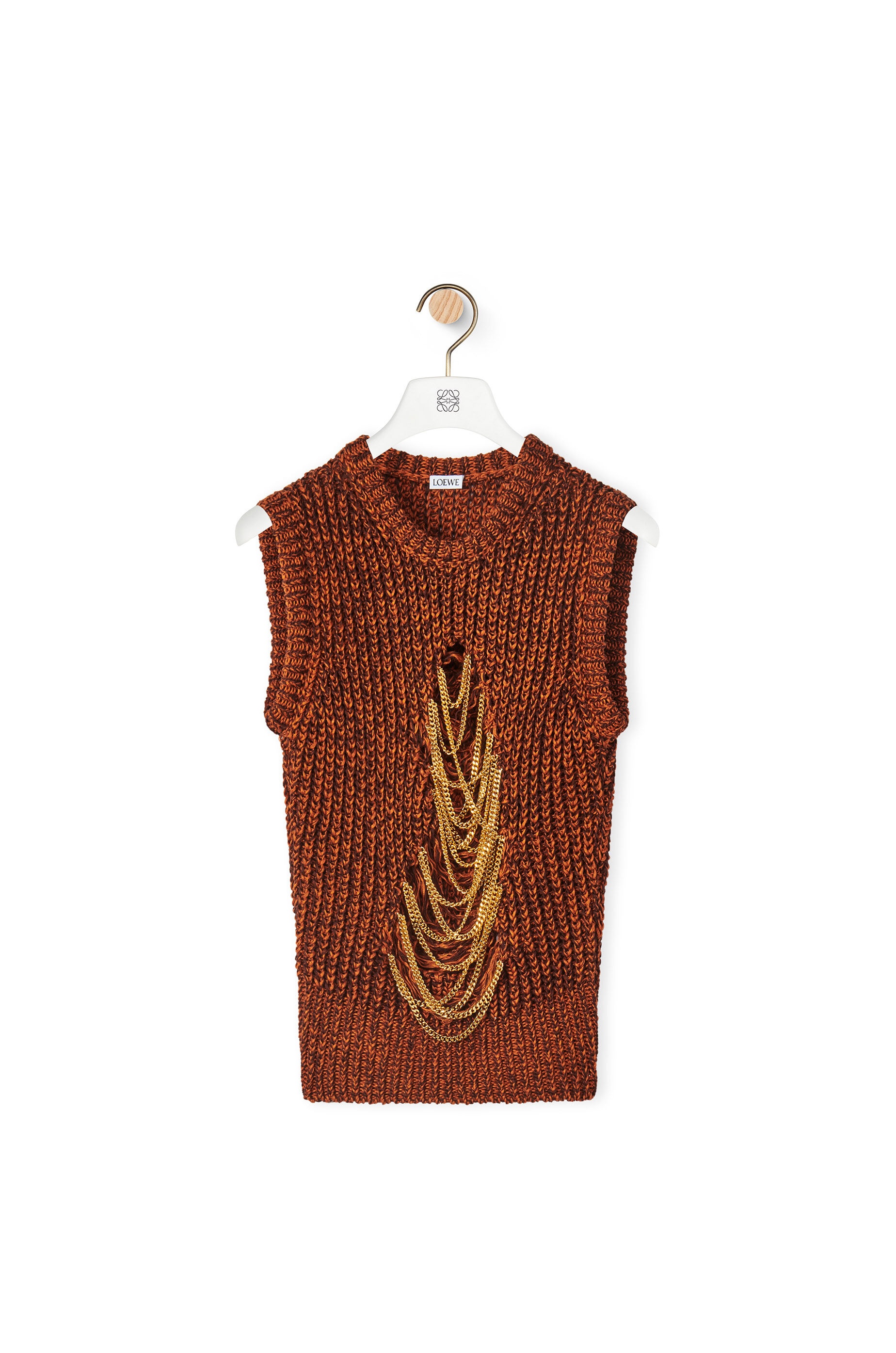 Ripped chain vest in hemp and linen - 1