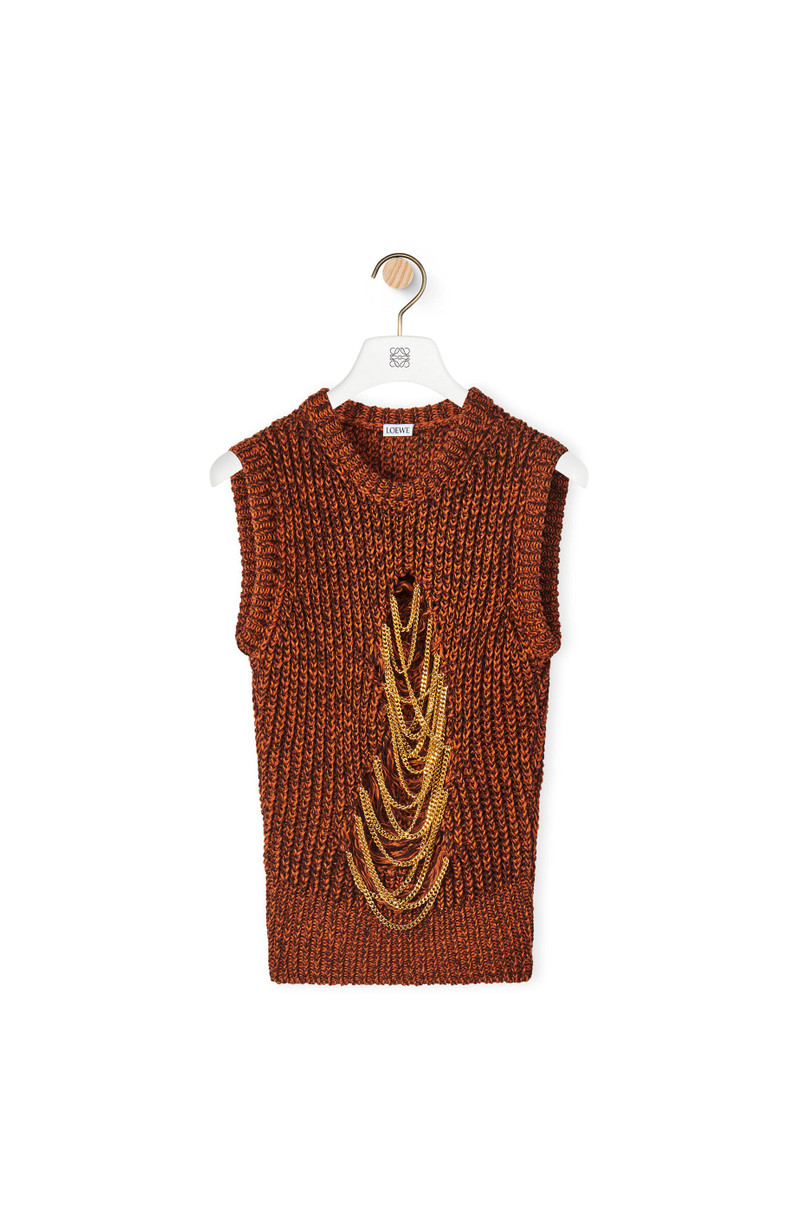 Ripped chain vest in hemp and linen 1