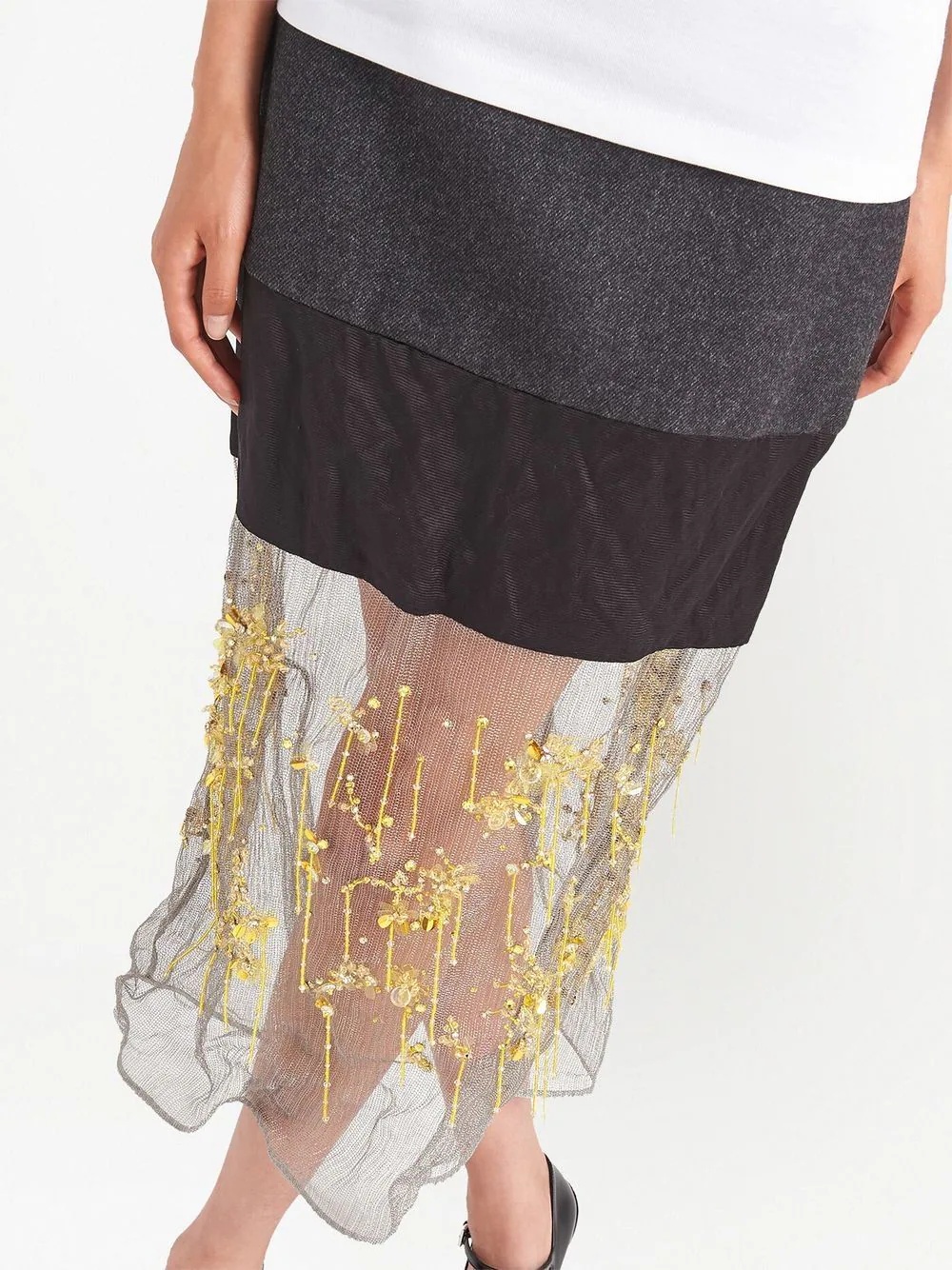 floral-embroidered midi skirt - 4
