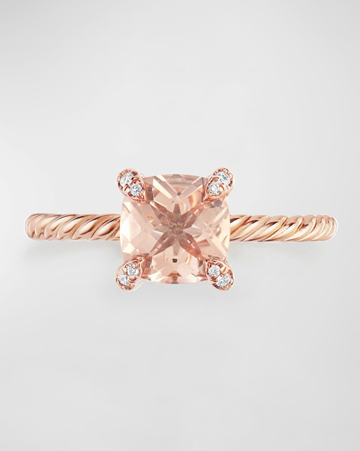 Chatelaine 7mm Rose Gold  Ring with Morganite & Diamonds - 3