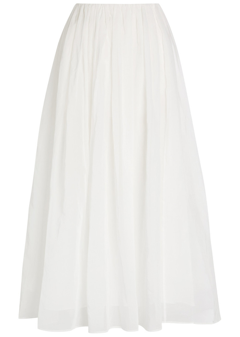 Brunello Cucinelli Gathered Cotton Midi Skirt 1