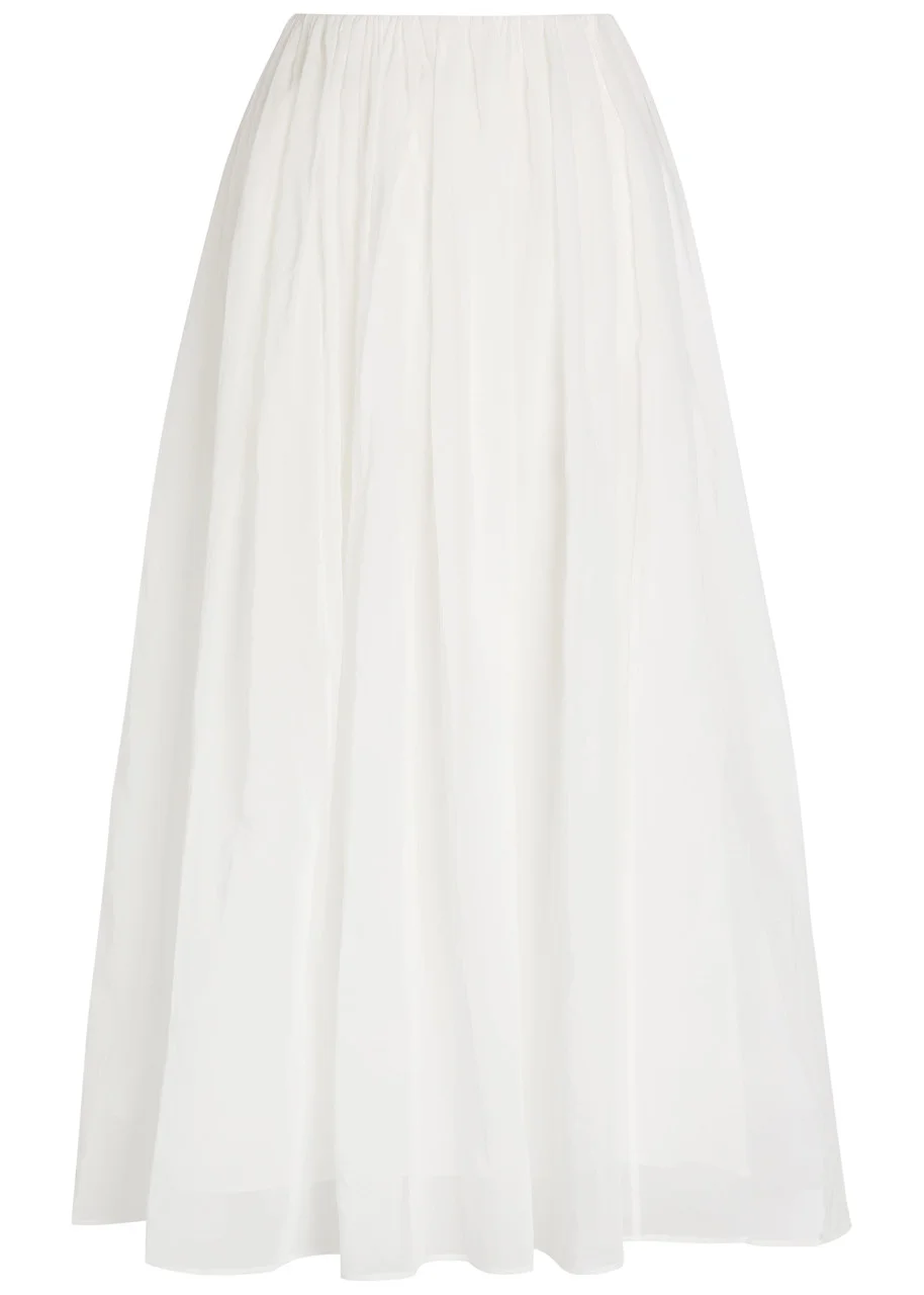 Brunello Cucinelli Gathered Cotton Midi Skirt - 1