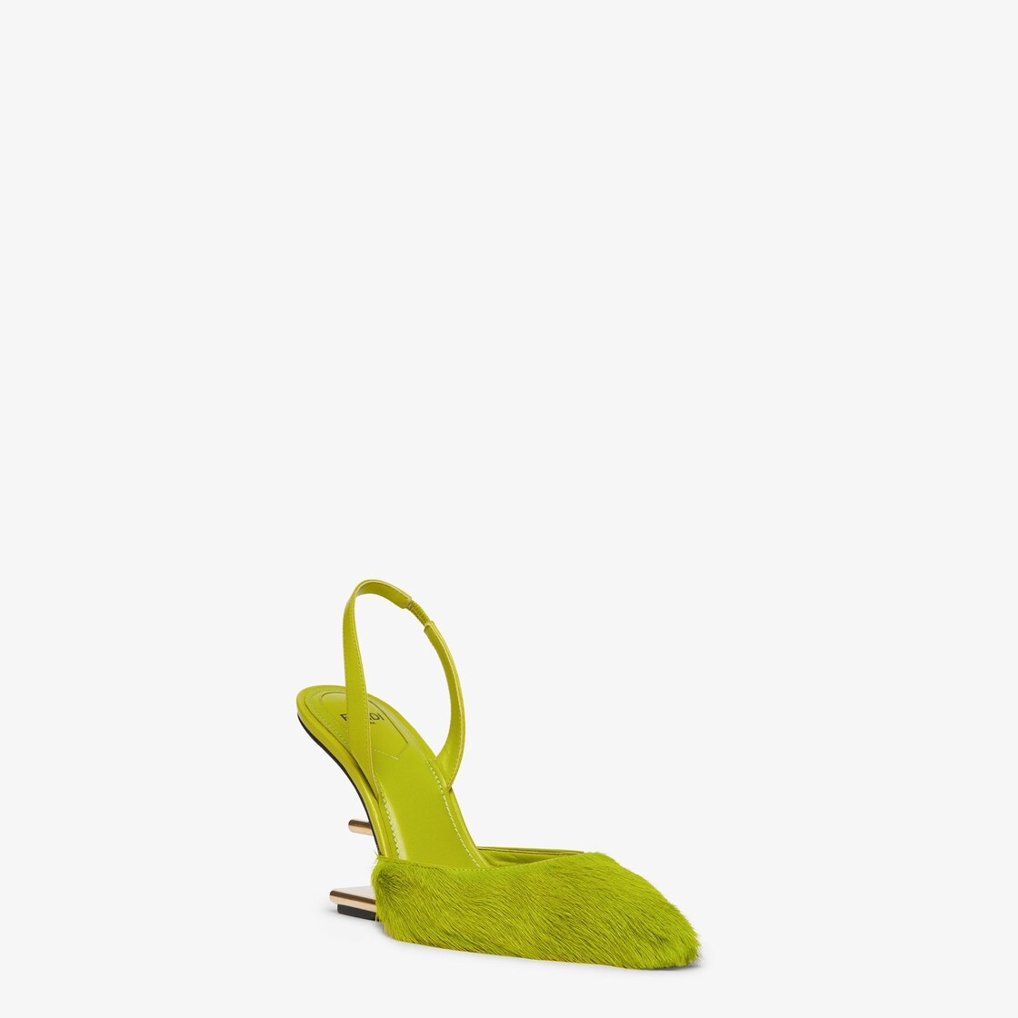 Acid green pony hair high-heeled slingbacks - 2