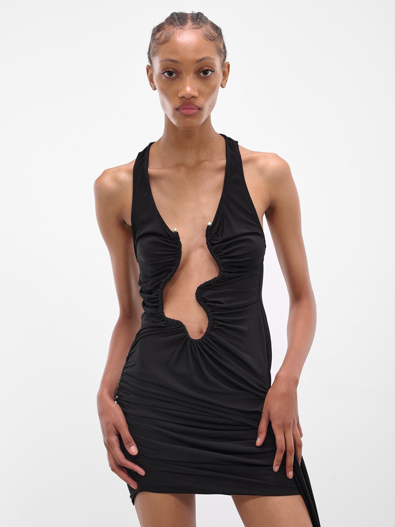 Black Salacia Ruched Mini Dress - 5