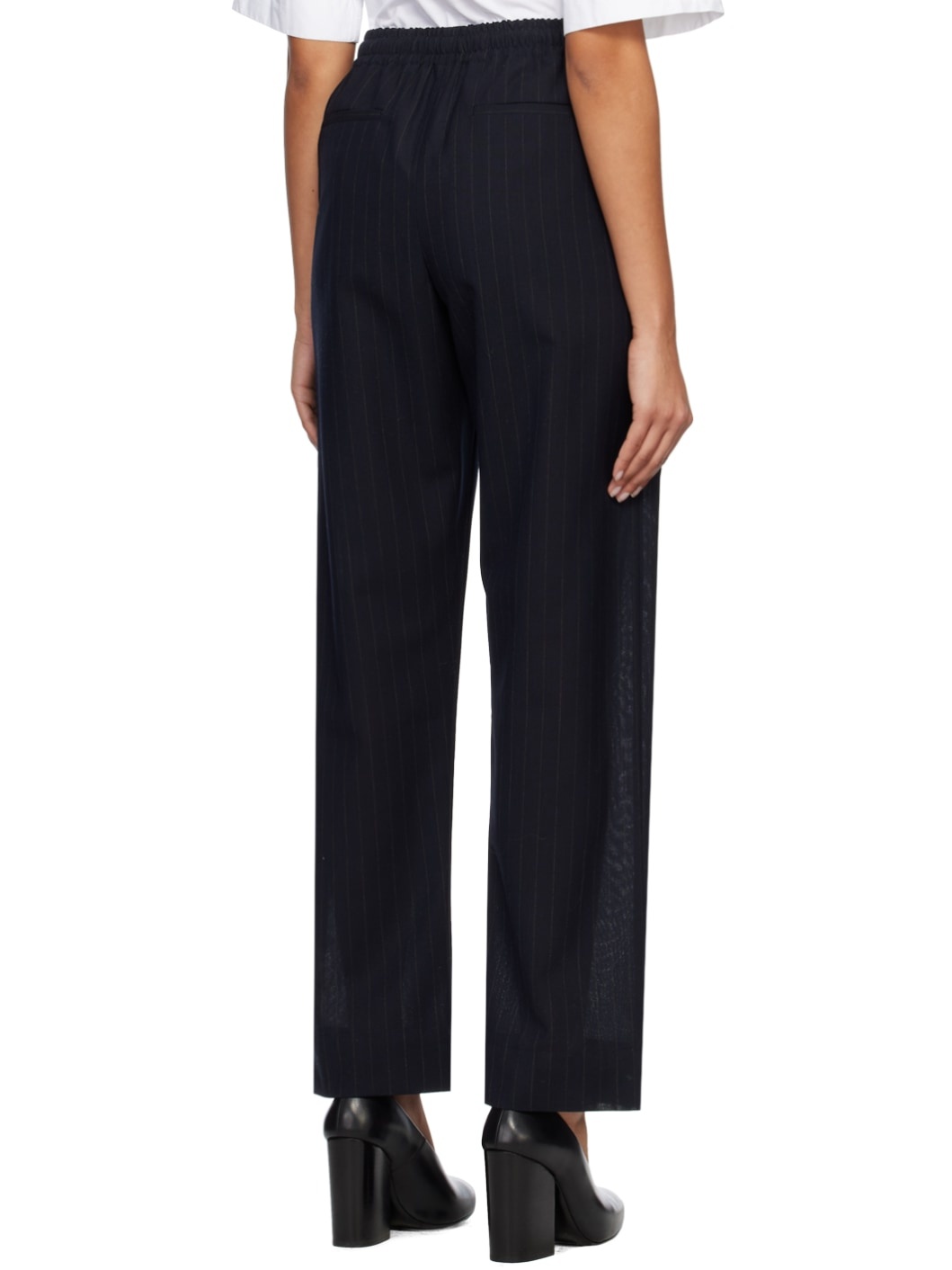 Navy Pinstriped Trousers - 3