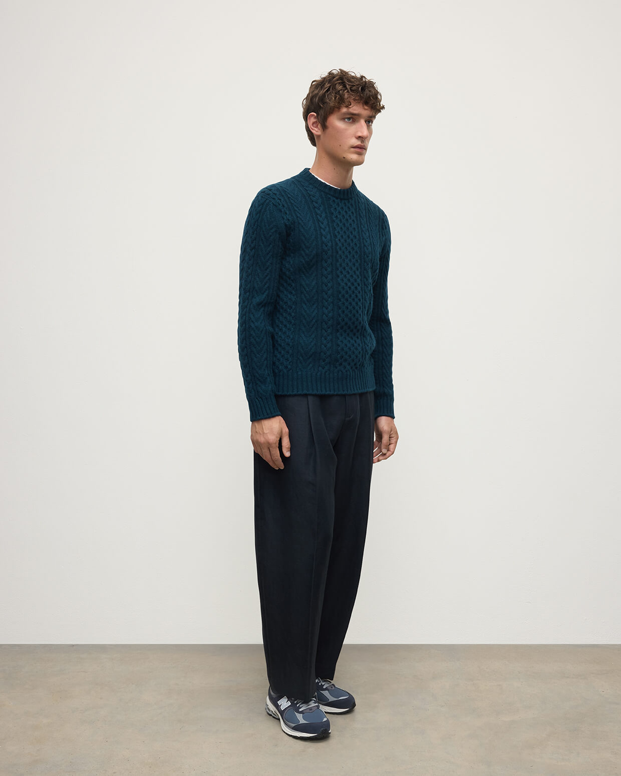 Aran Cable Green Cashmere Jumper - 3