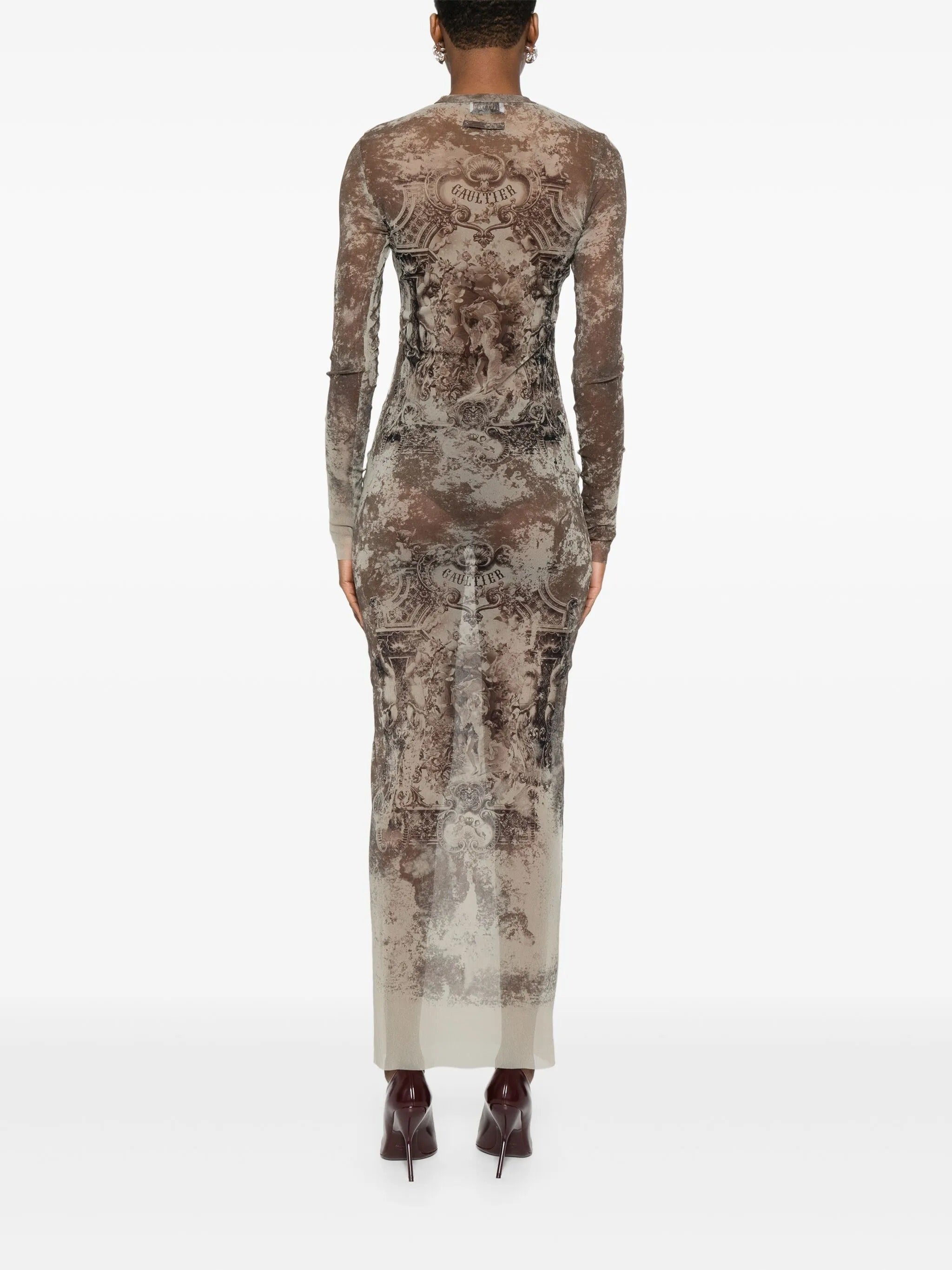 JEAN PAUL GAULTIER - Women Mesh Printed "Médaillon" Long Dress - 3