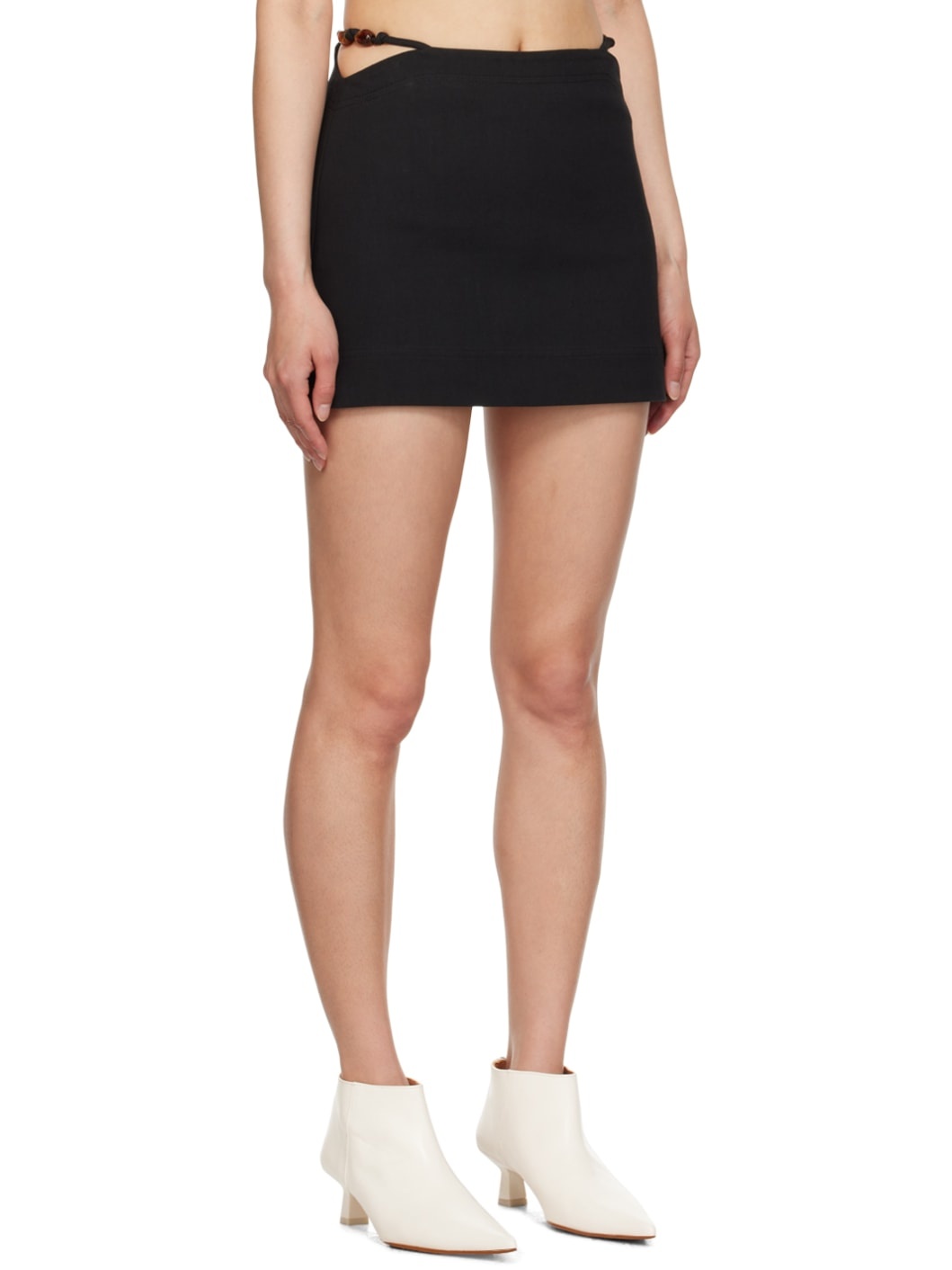 Black Beaded Miniskirt - 2