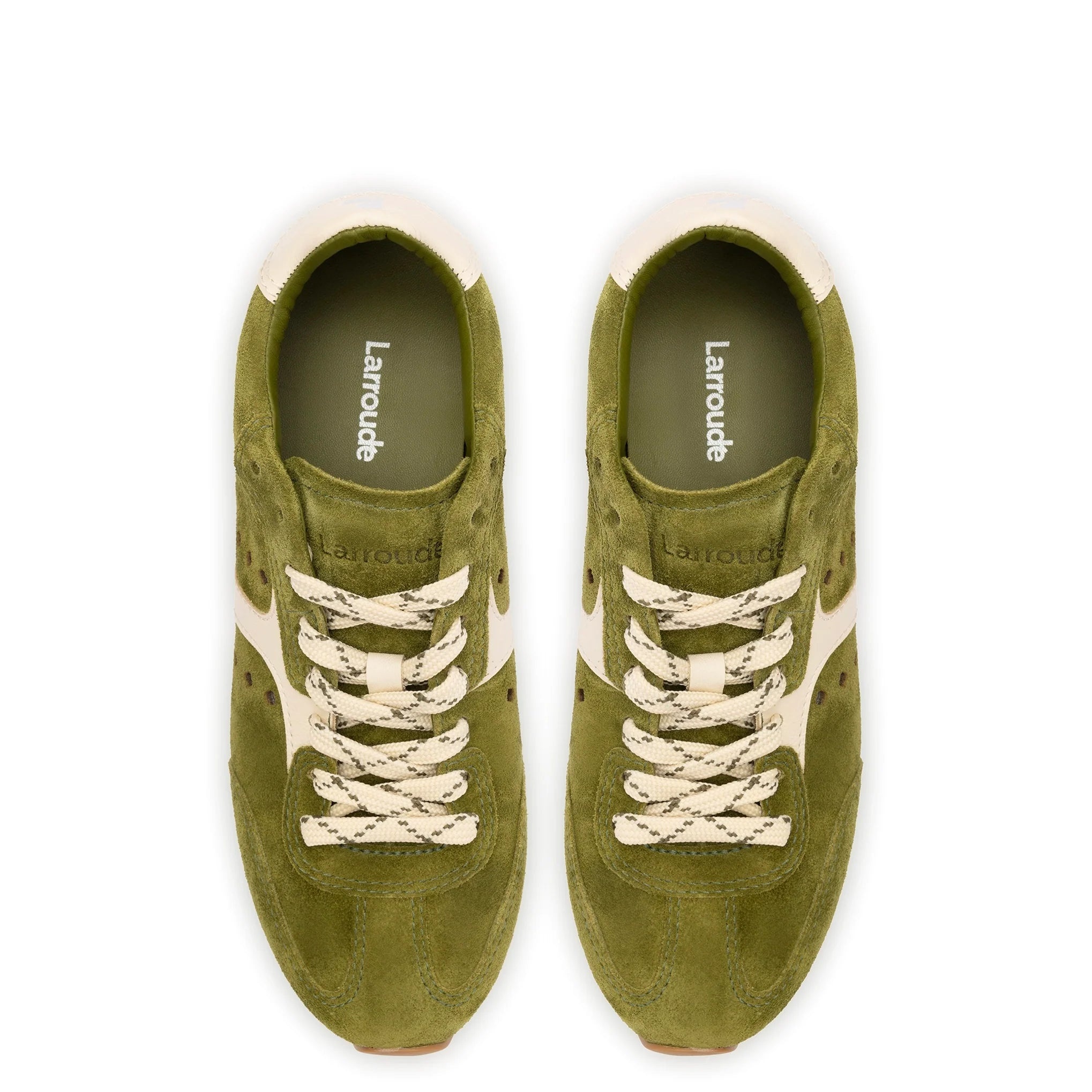 Larroude - Larroude Stella Sneaker In Seaweed Suede and Ivory Leather - 4