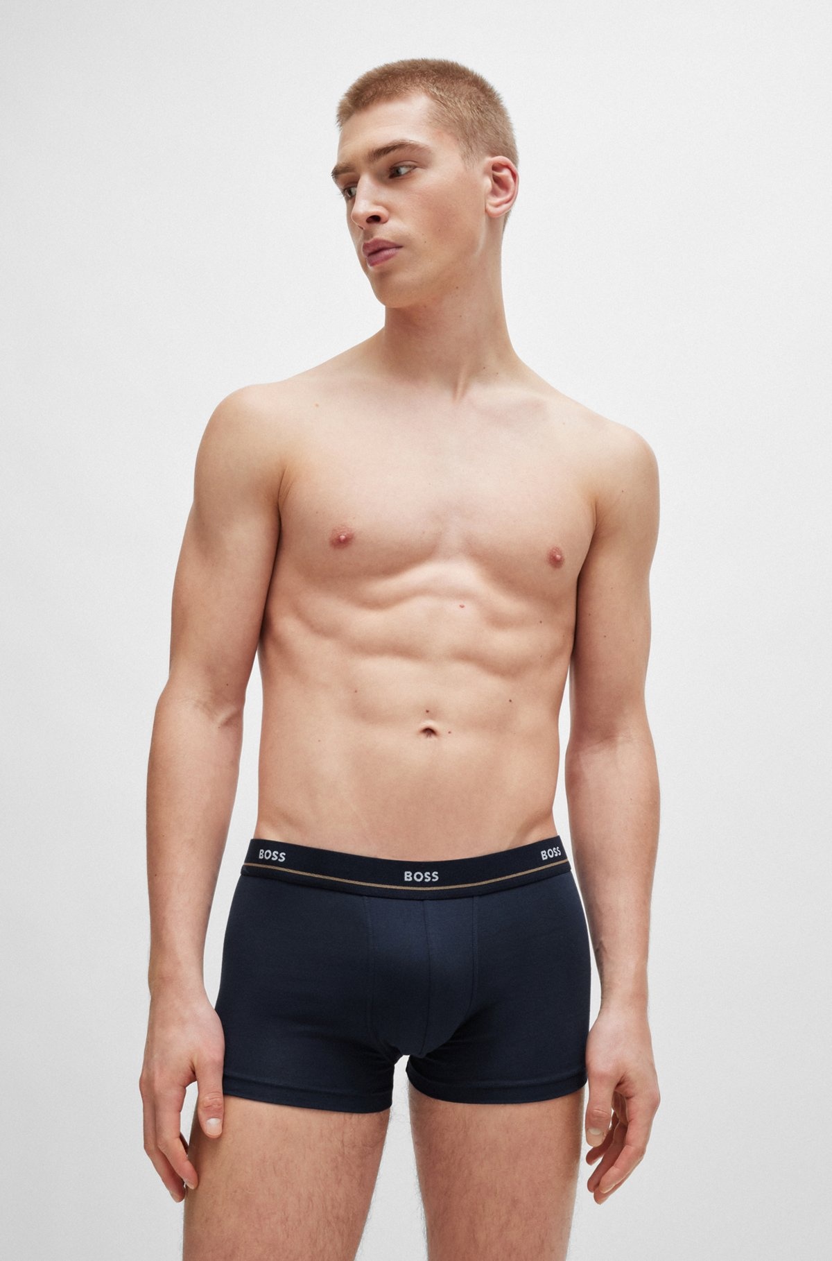 FIVE-PACK OF STRETCH-COTTON TRUNKS WITH LOGO WAISTBANDS - 5