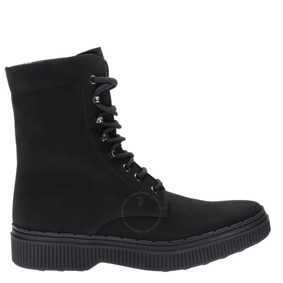 Tods Men's Black Suede Lace-Up Stivaletto Gomma Ankle Boots - 1
