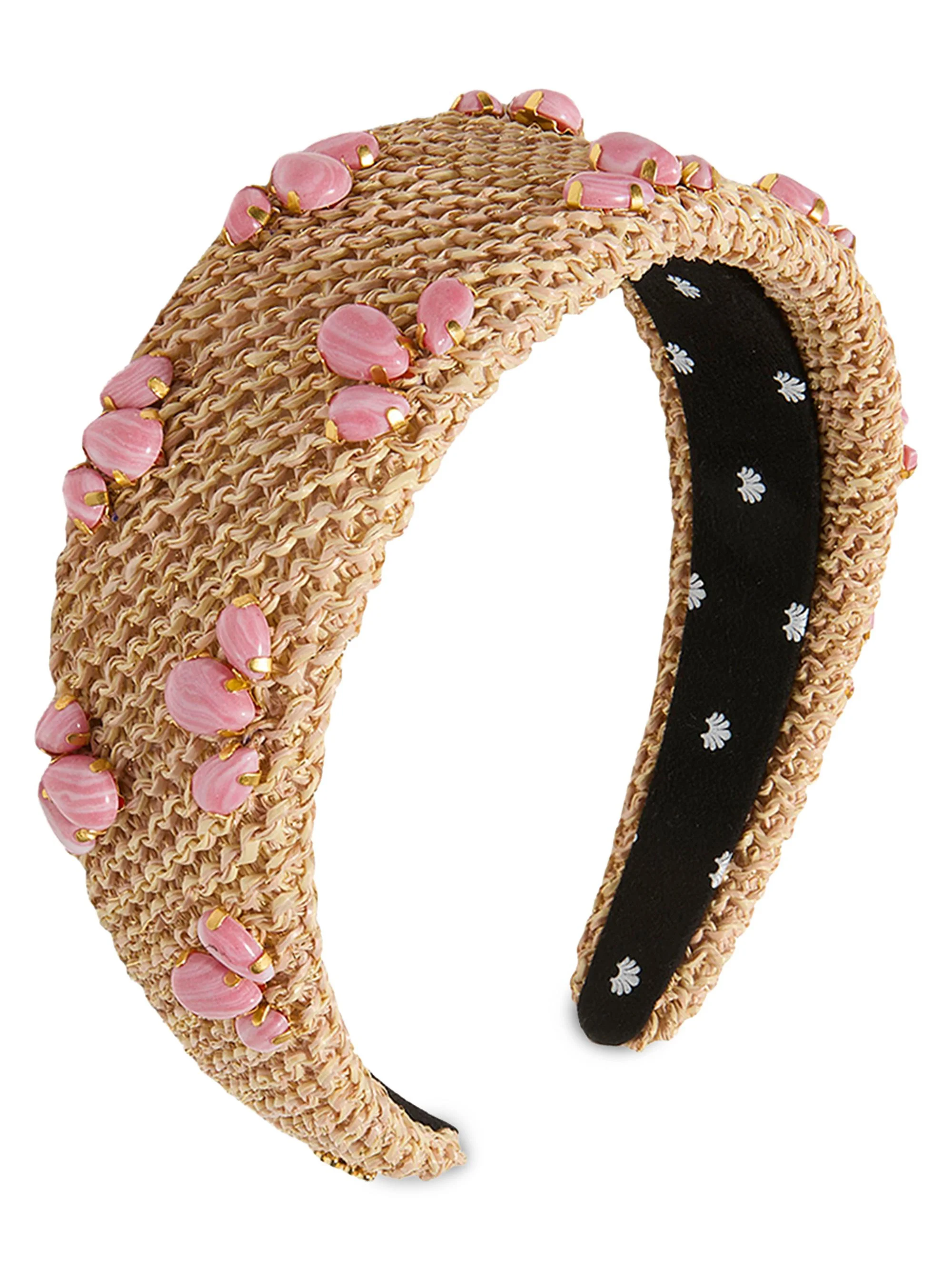 Women's Palm Beach Brigitte Trilogy Stone Headband - Coral Raffia - 1