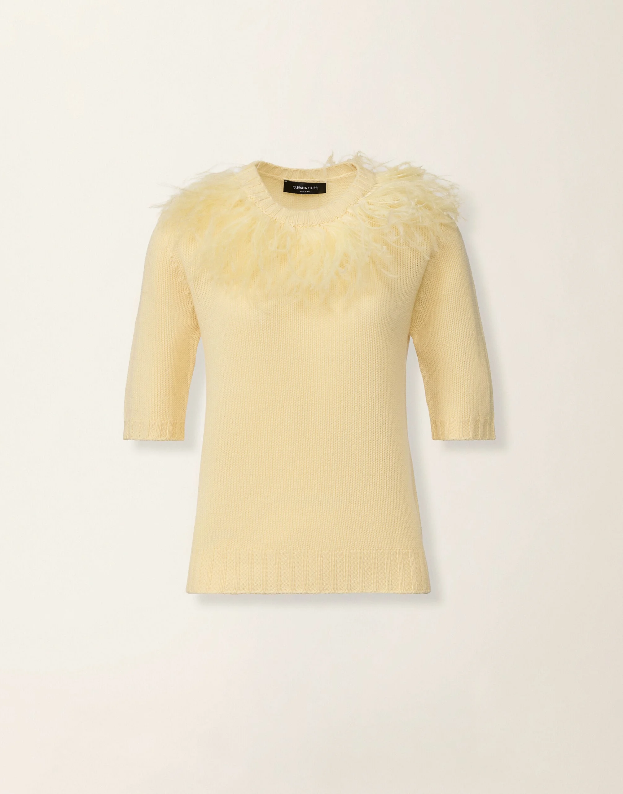 Platinum sweater with ostrich feathers - 1