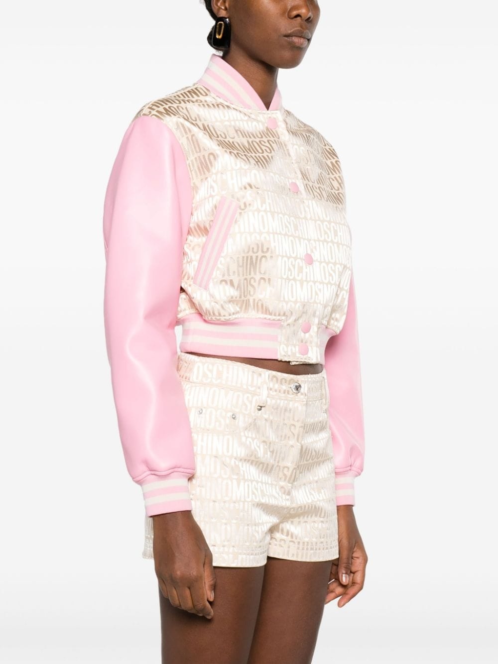 logo-jacquard cropped jacket - 3