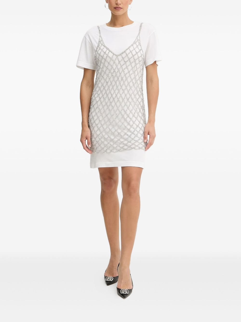 embellished-net mini dress - 2